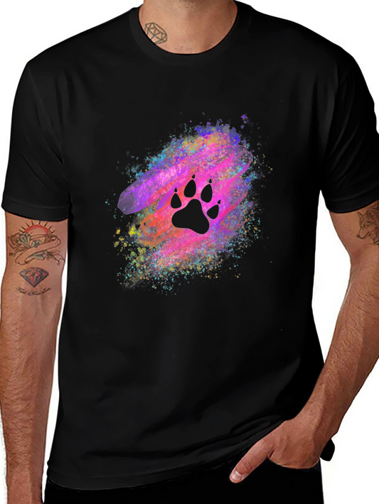 Colorful Paw Print T-Shirt - Artistic Design
