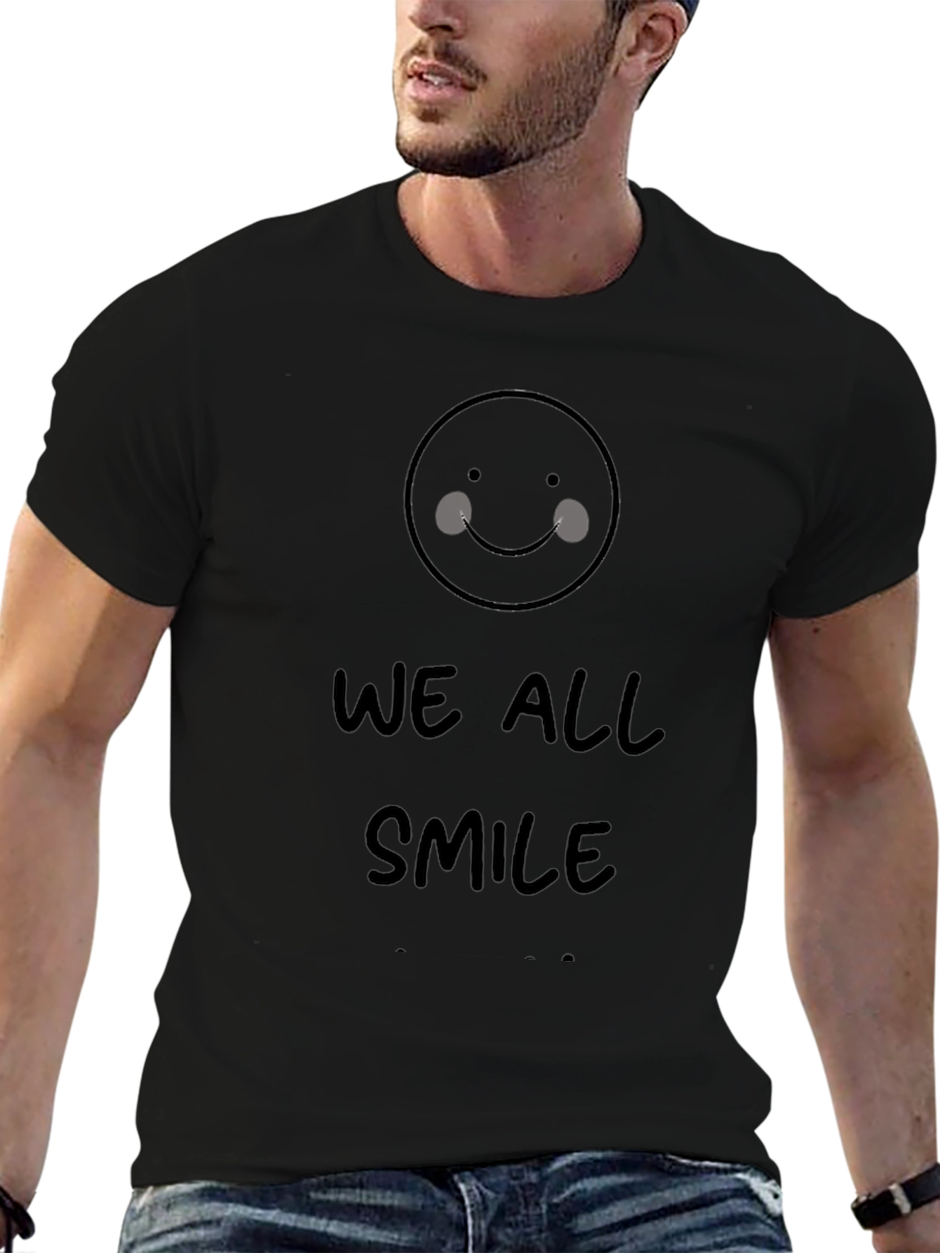 We All Smile Black Graphic Tee