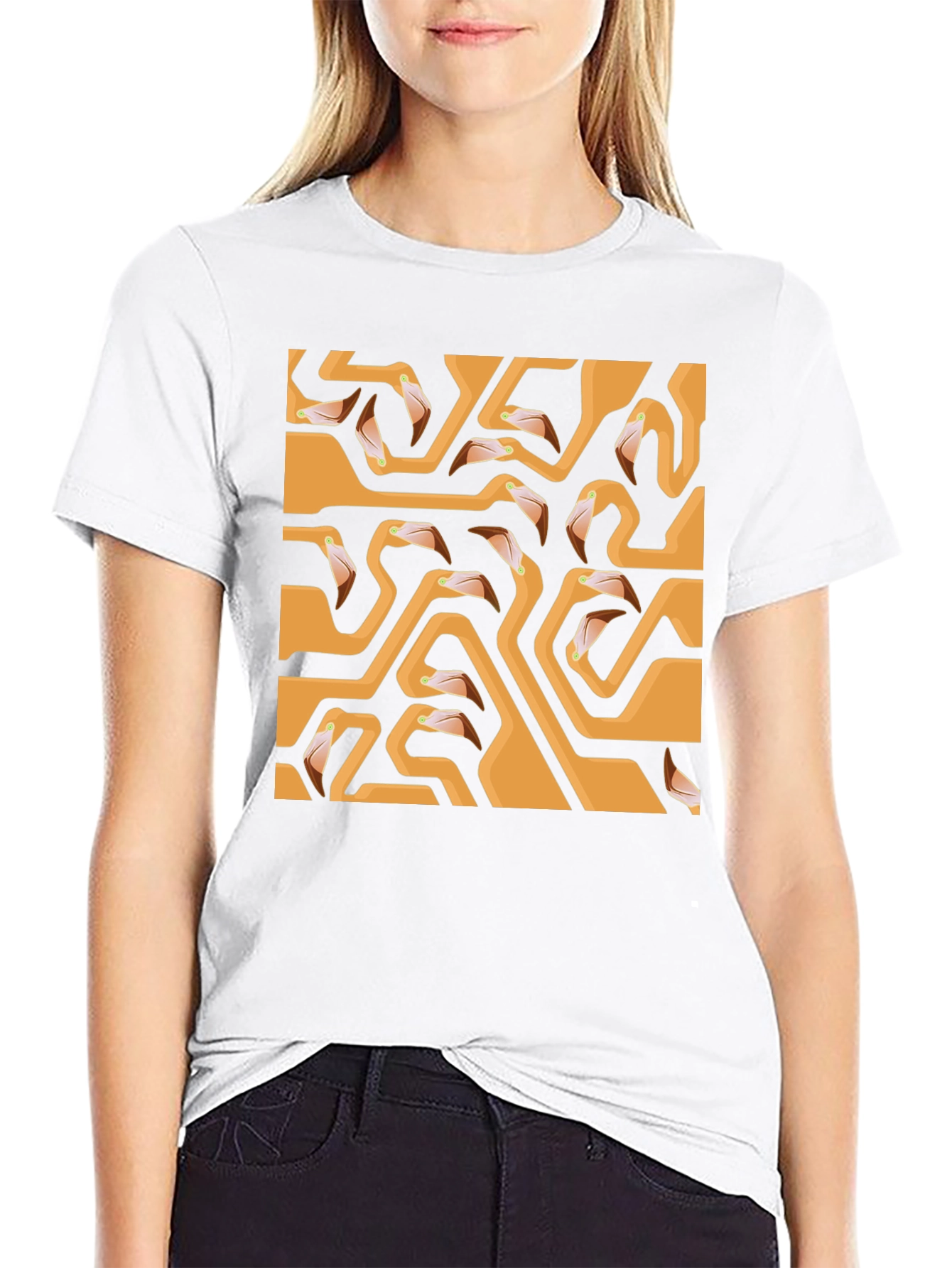 Flamingo Head Maze Black T-Shirt