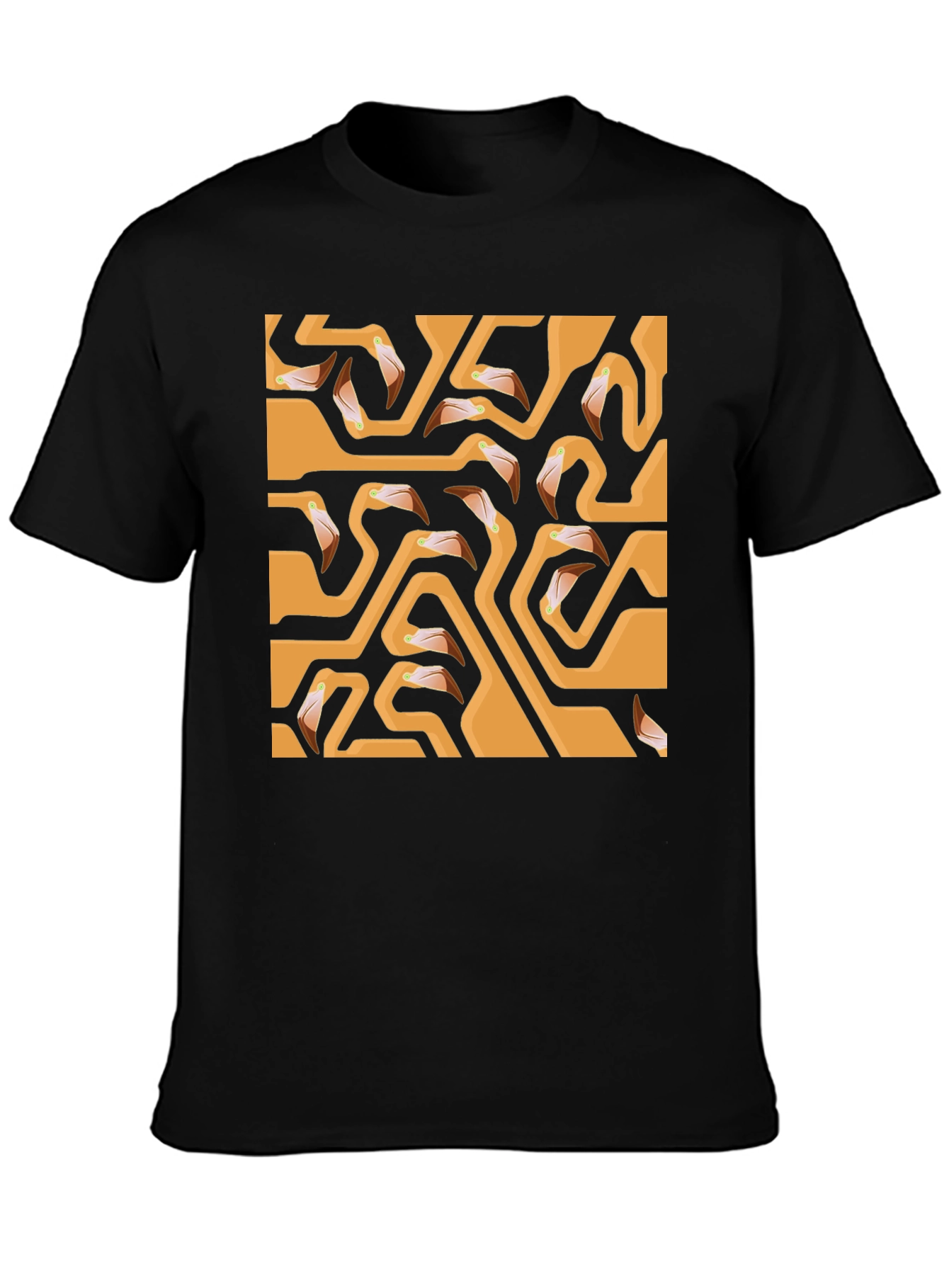 Flamingo Head Maze Black T-Shirt
