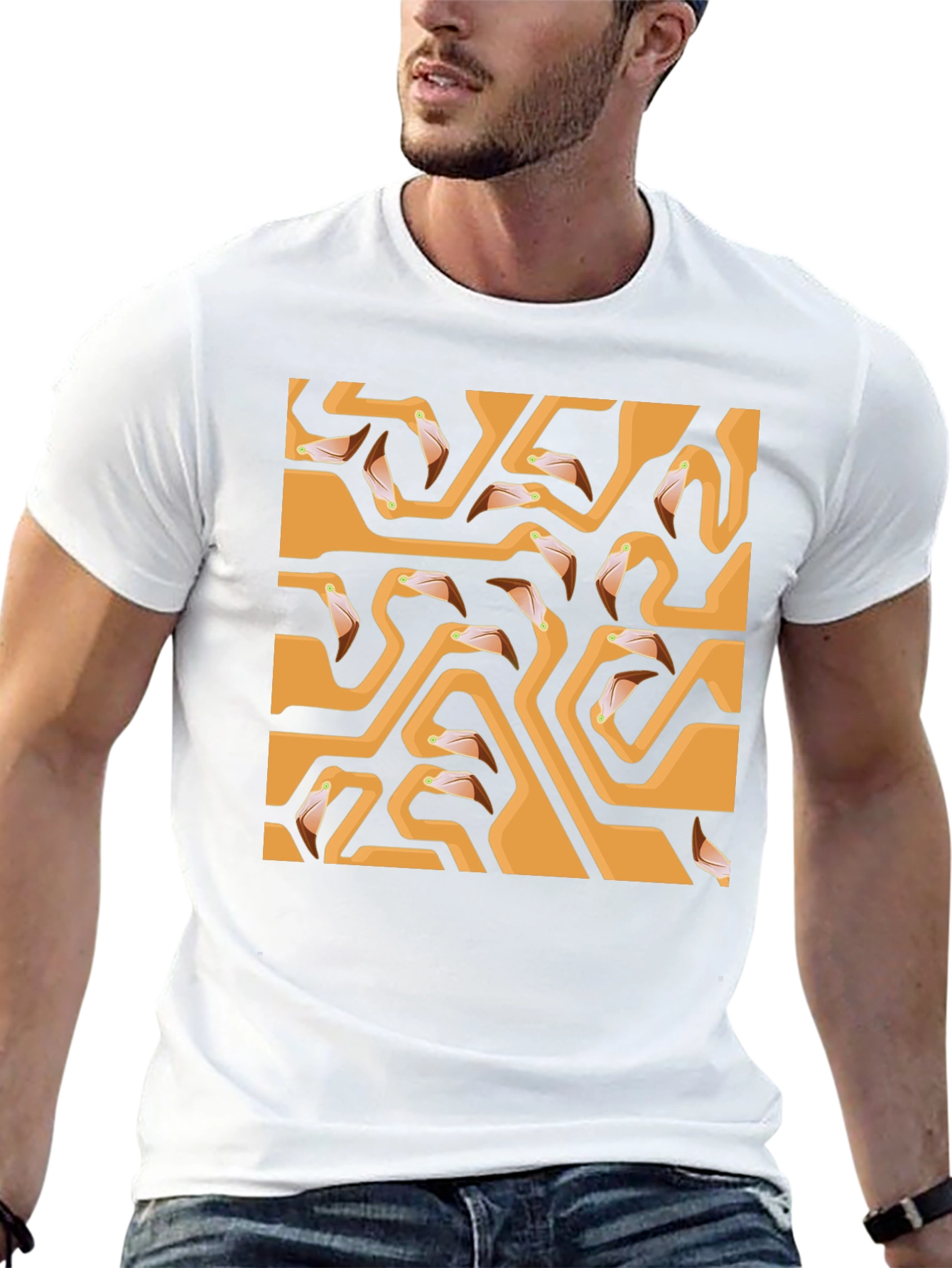 Flamingo Head Maze Black T-Shirt
