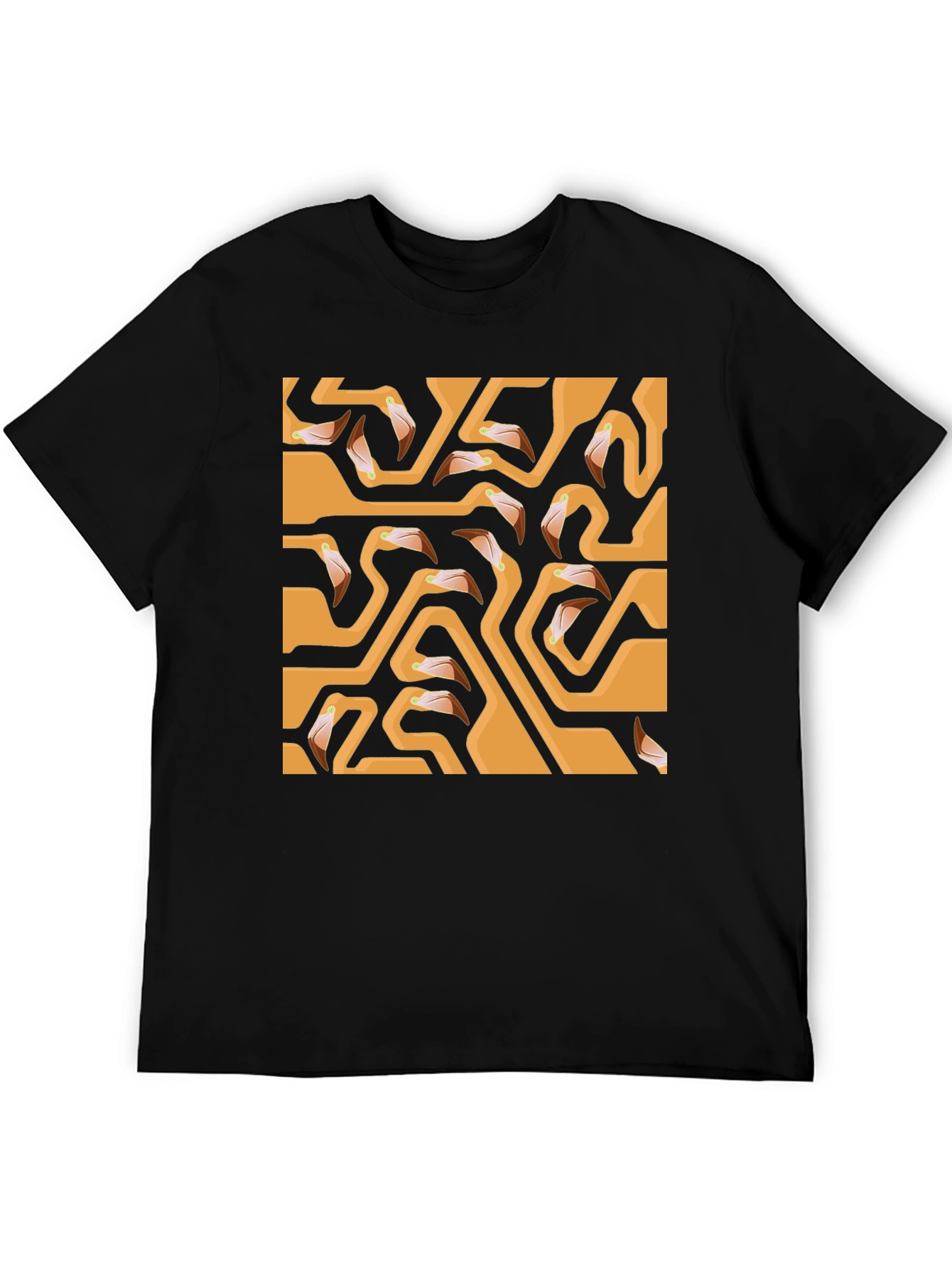 Flamingo Head Maze Black T-Shirt
