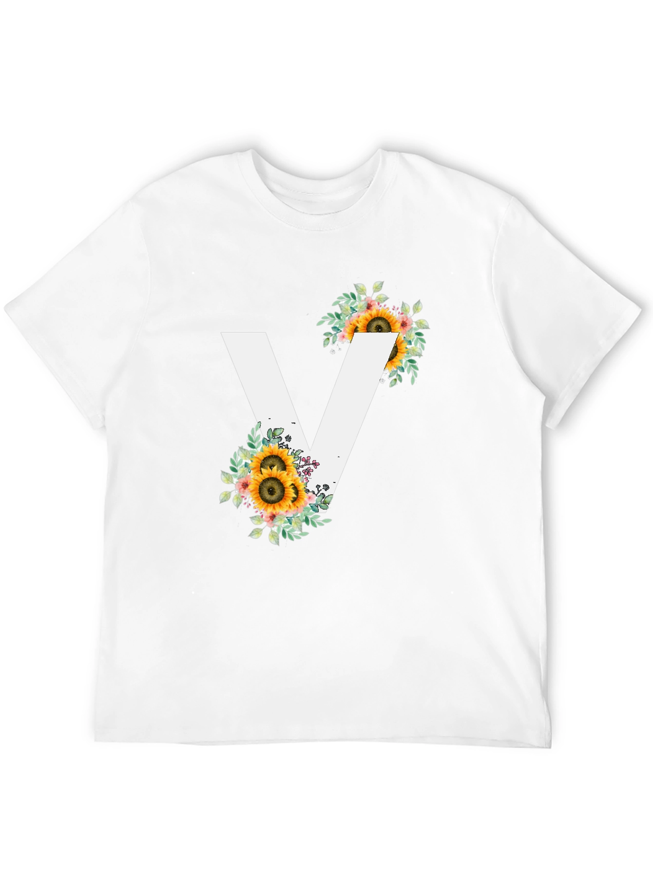 Sunflower Initial V Black T-Shirt