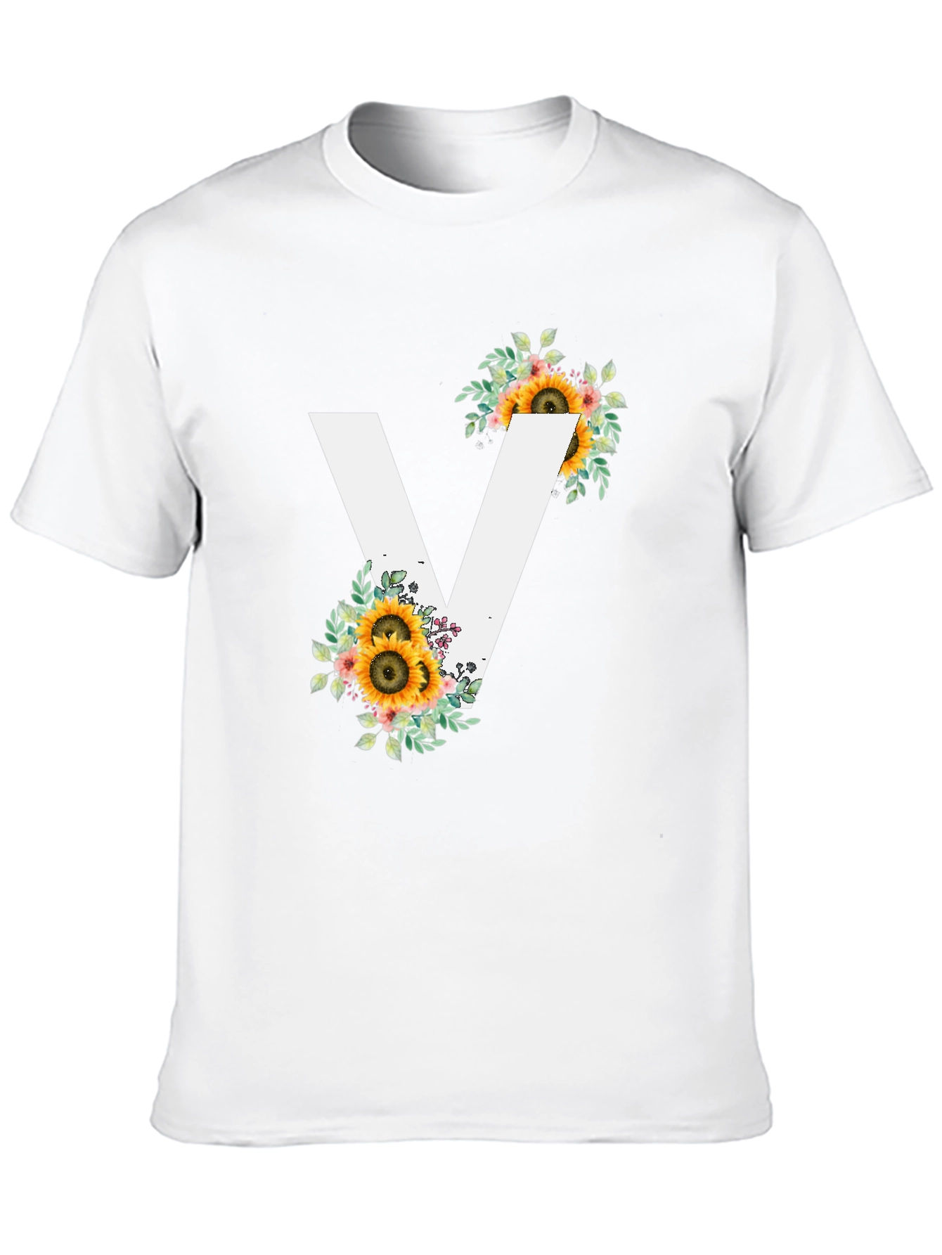 Sunflower Initial V Black T-Shirt