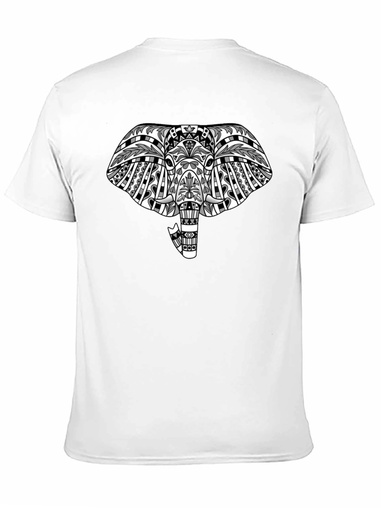 Tribal Elephant Graphic Tee - Black Cotton T-Shirt