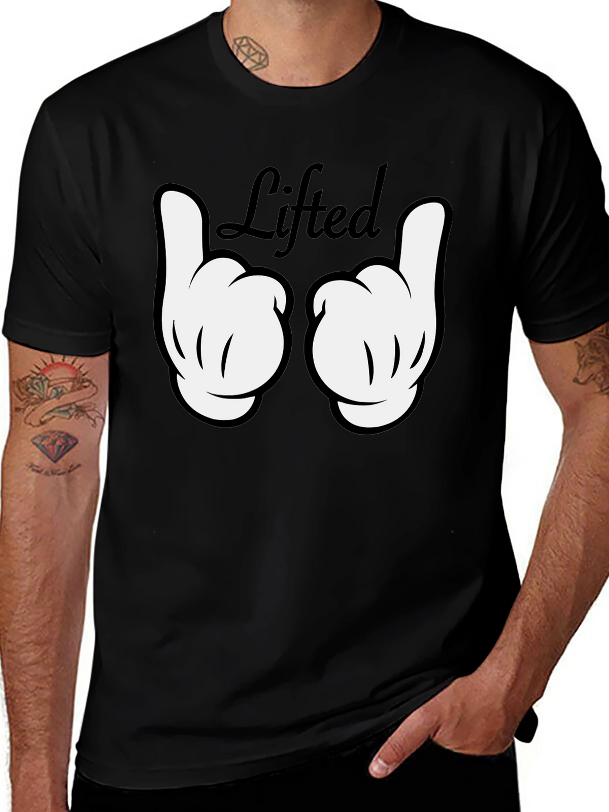 Lifted Graphic Tee - Black Cotton T-Shirt
