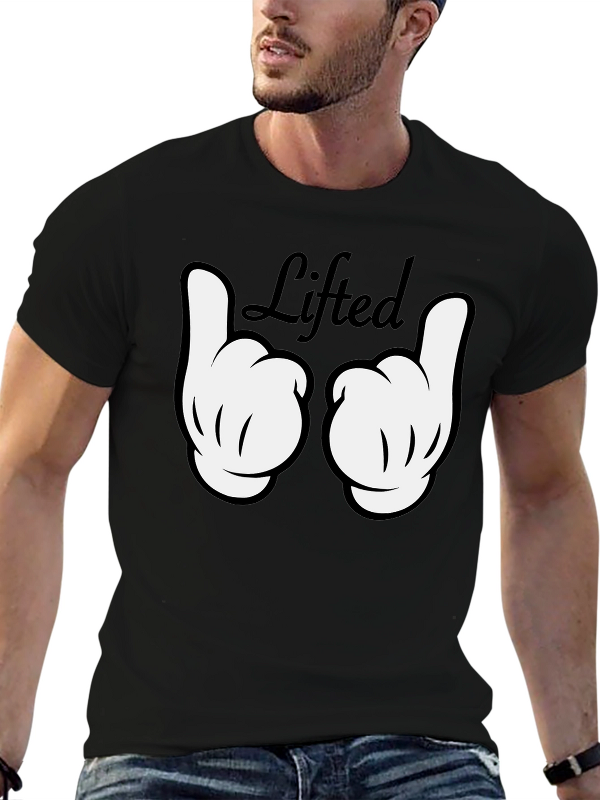 Lifted Graphic Tee - Black Cotton T-Shirt