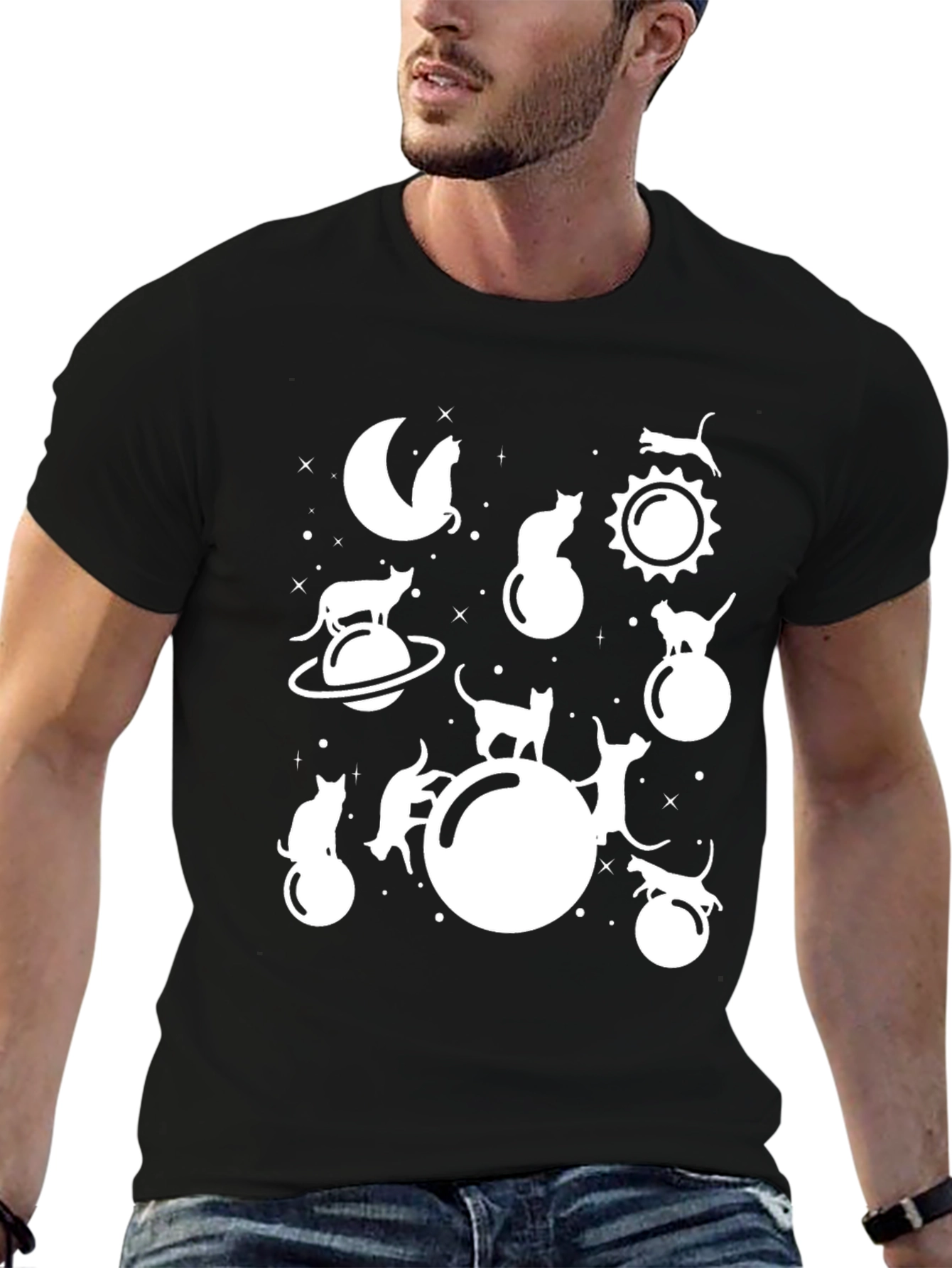 Cosmic Cat T-Shirt - Unique Feline Space Design