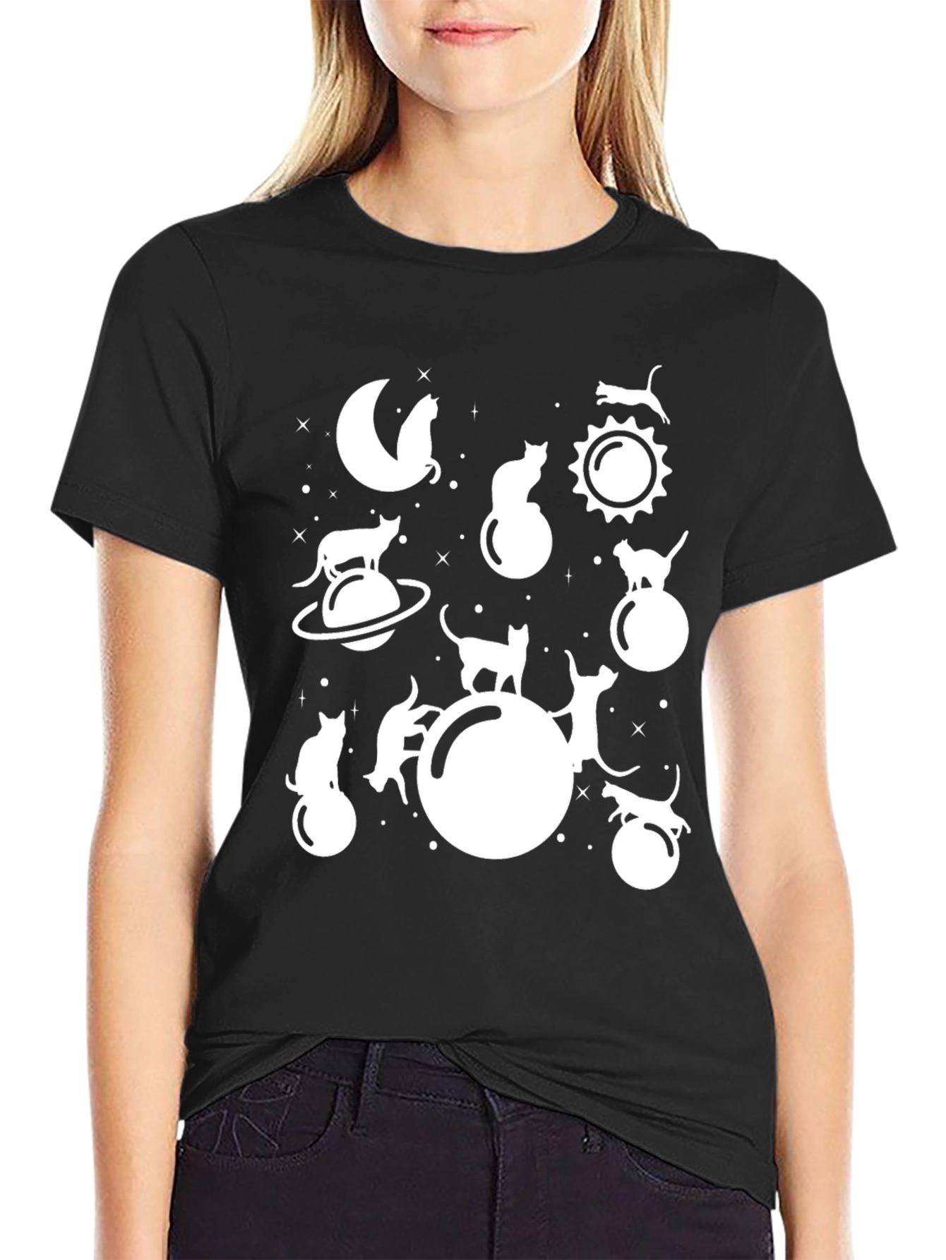 Cosmic Cat T-Shirt - Unique Feline Space Design