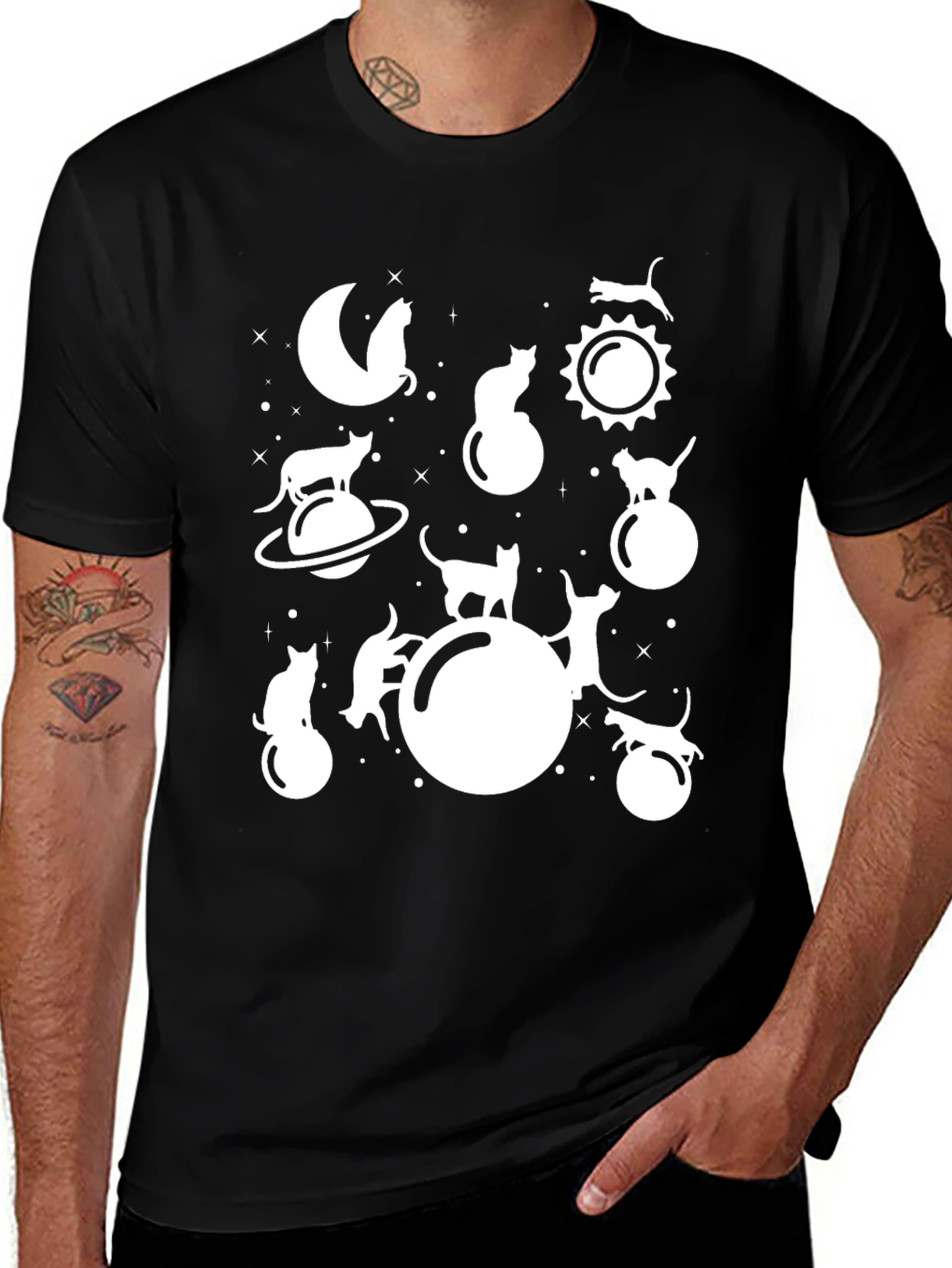 Cosmic Cat T-Shirt - Unique Feline Space Design