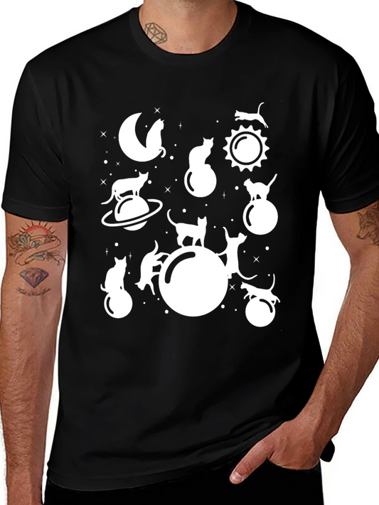 Cosmic Cat T-Shirt - Unique Feline Space Design