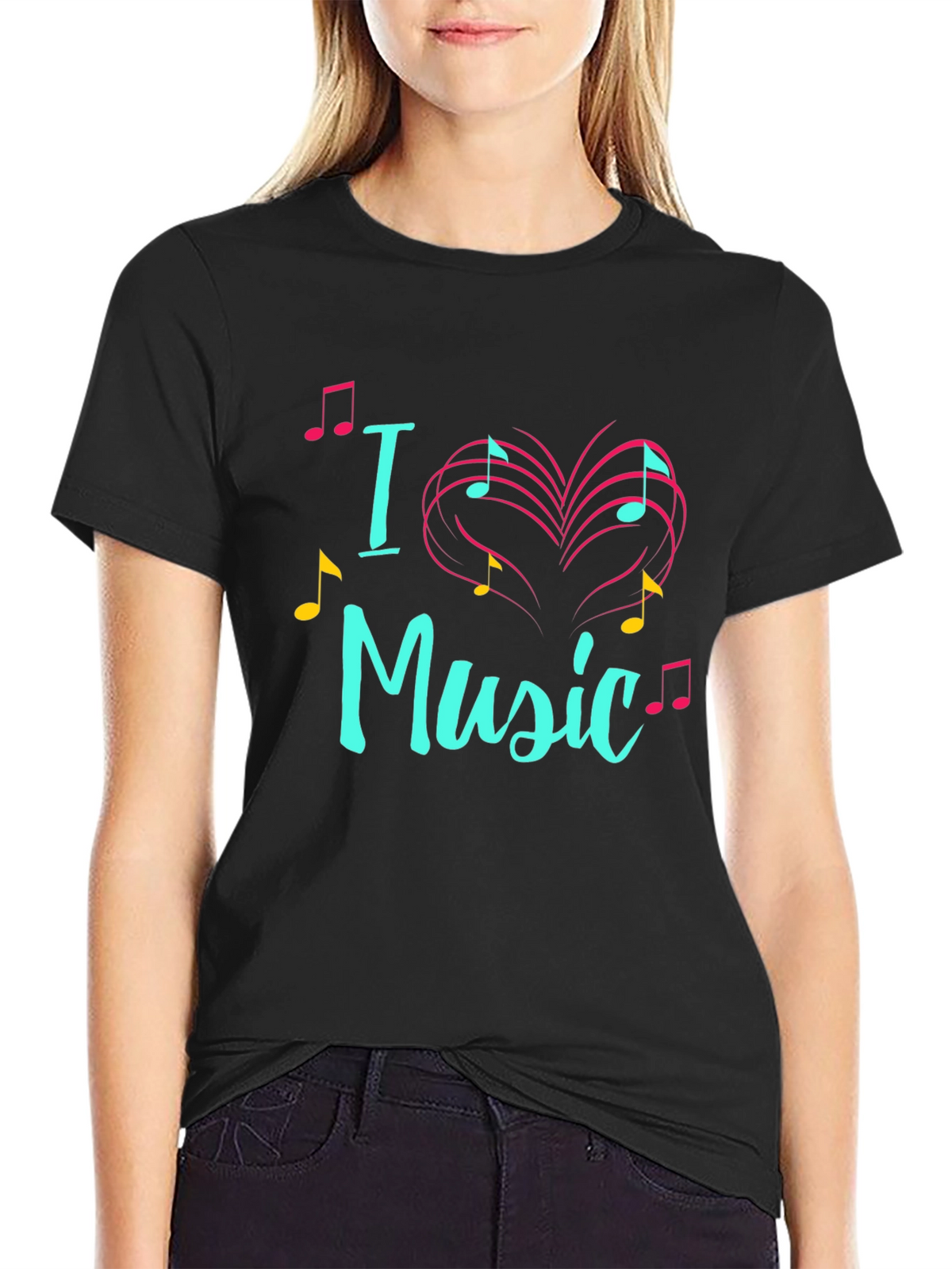 I Love Music T-Shirt Musical Heart Design
