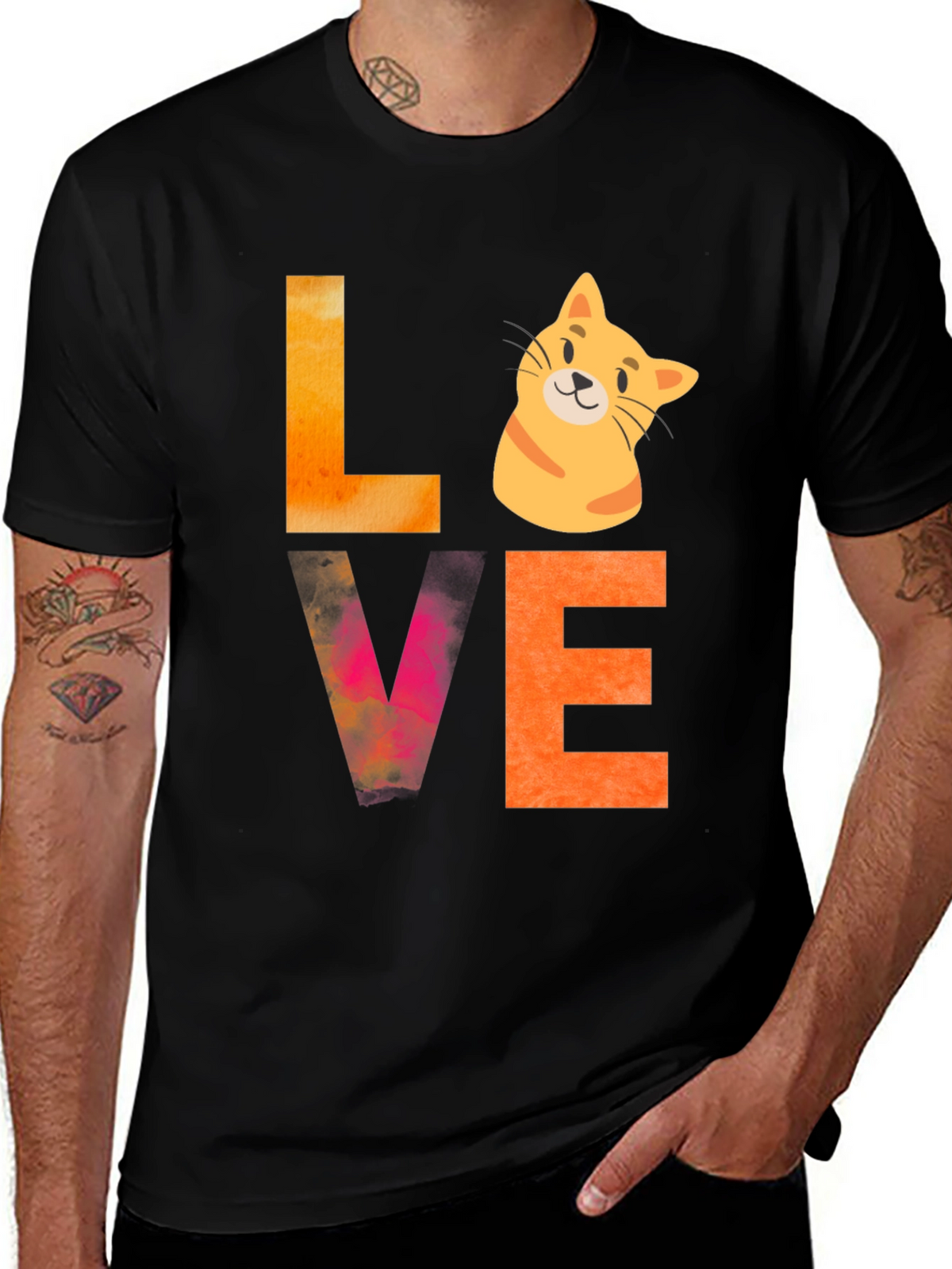 Love Cat Graphic Tee - Novelty T-Shirt