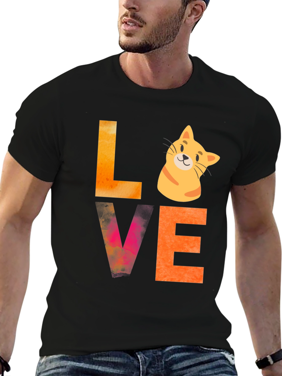 Love Cat Graphic Tee - Novelty T-Shirt
