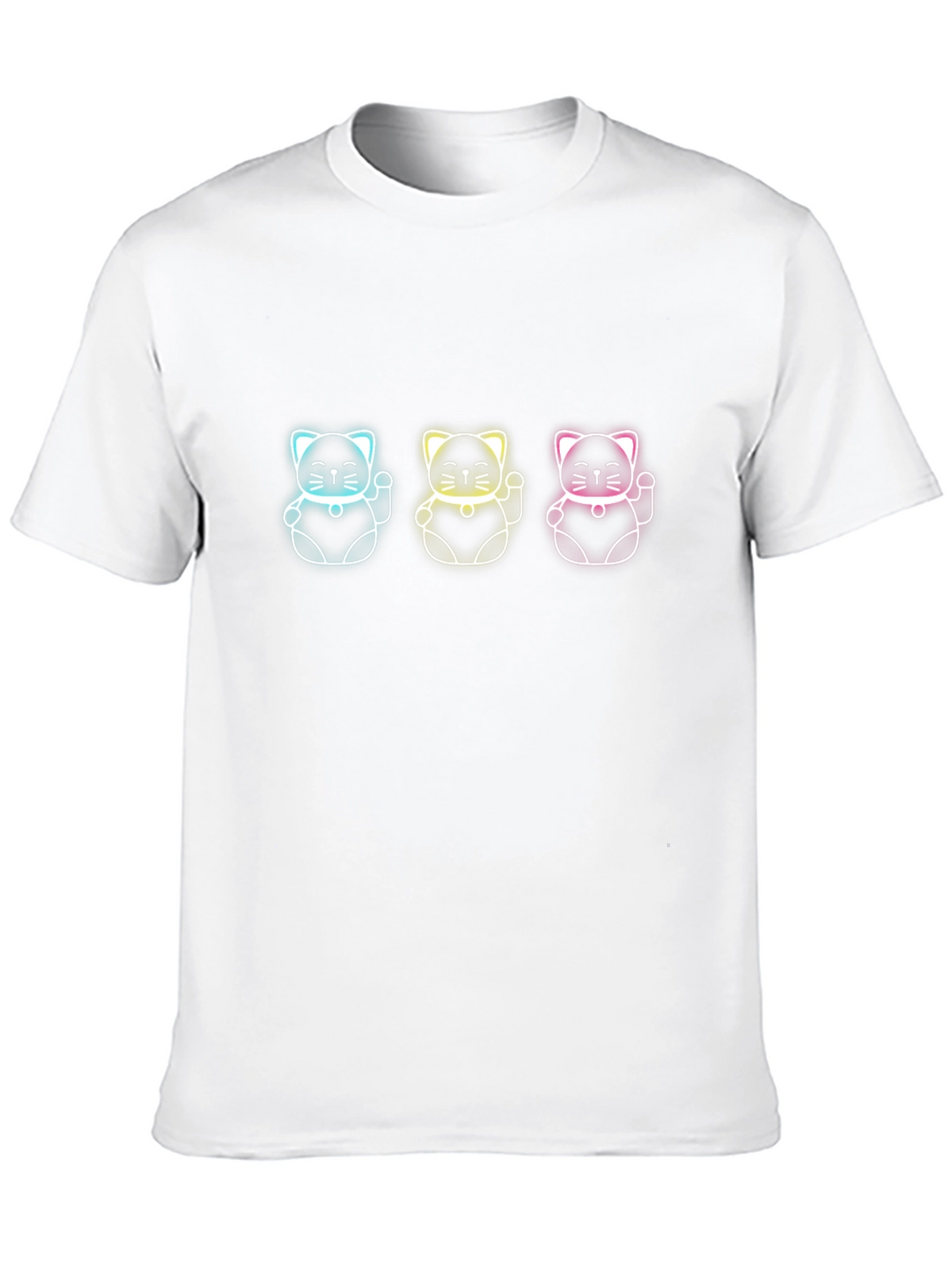 Neon Lucky Cat T-Shirt - Black