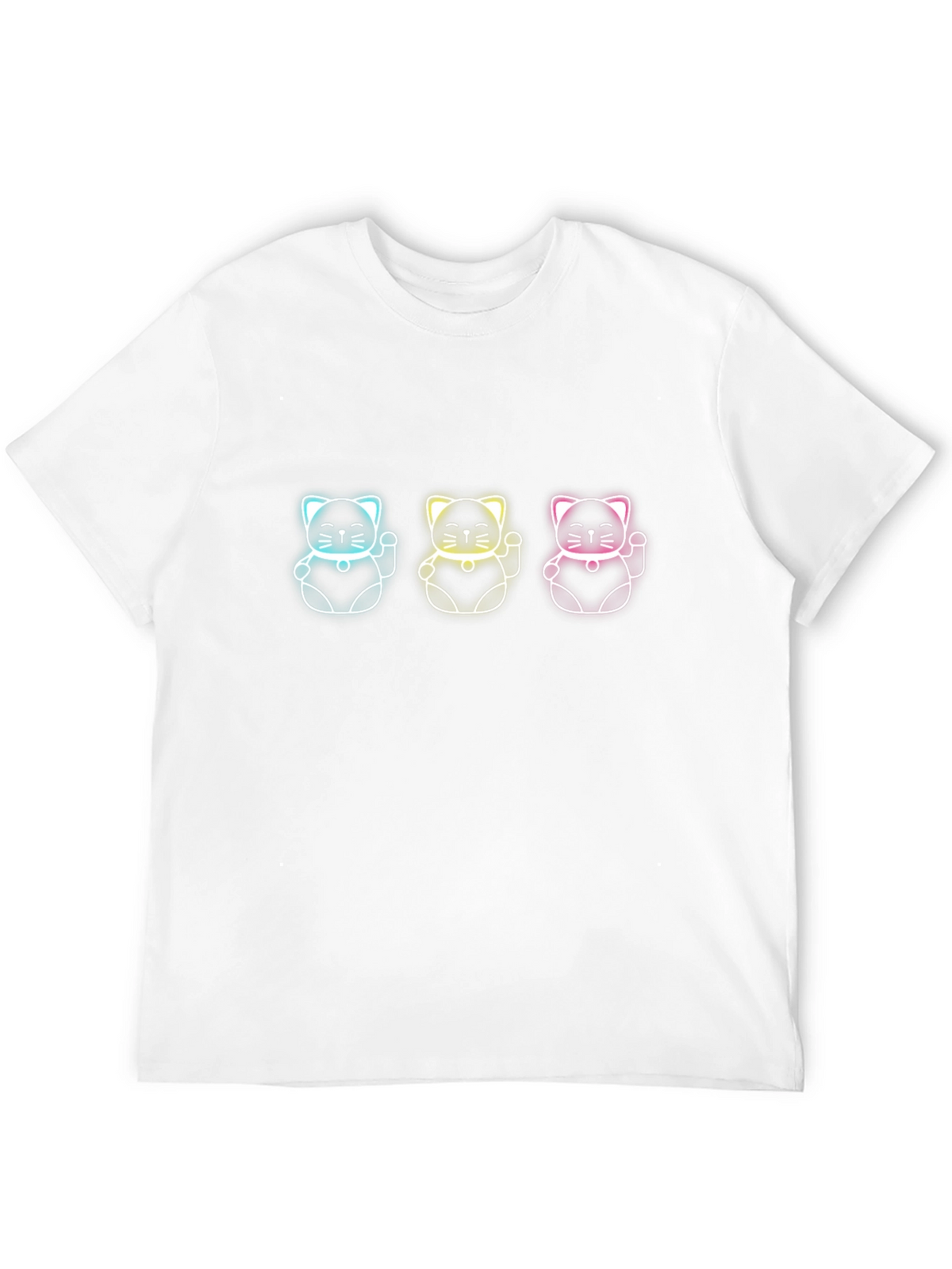 Neon Lucky Cat T-Shirt - Black