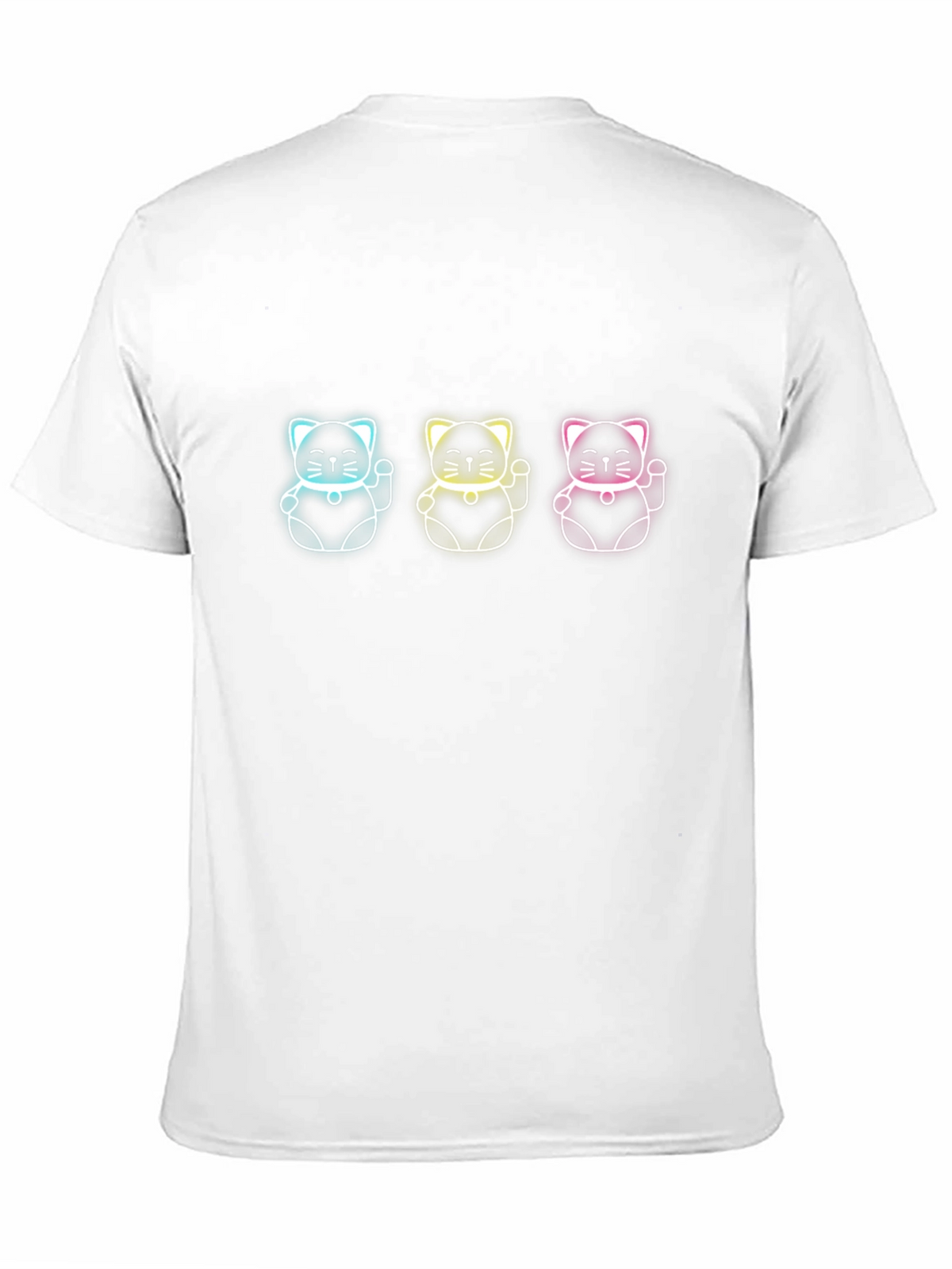 Neon Lucky Cat T-Shirt - Black
