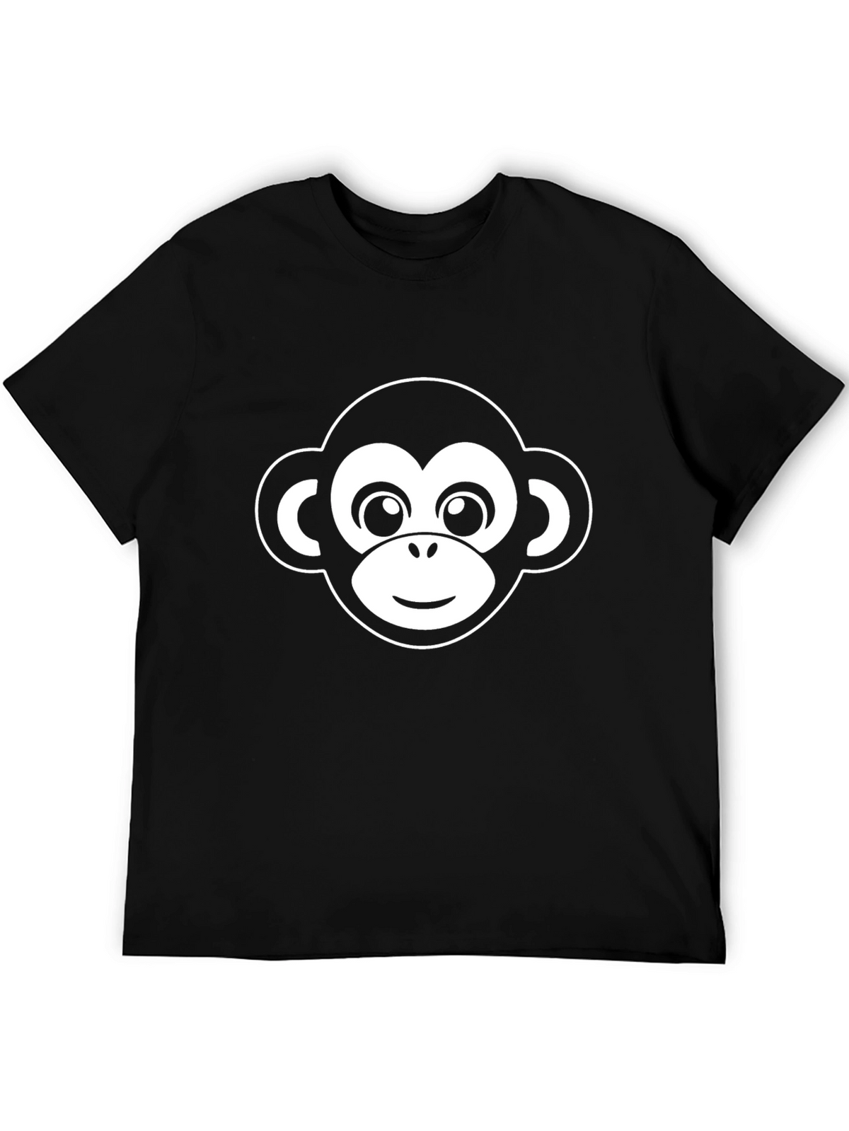 Fun Monkey Face Graphic Tee - Black
