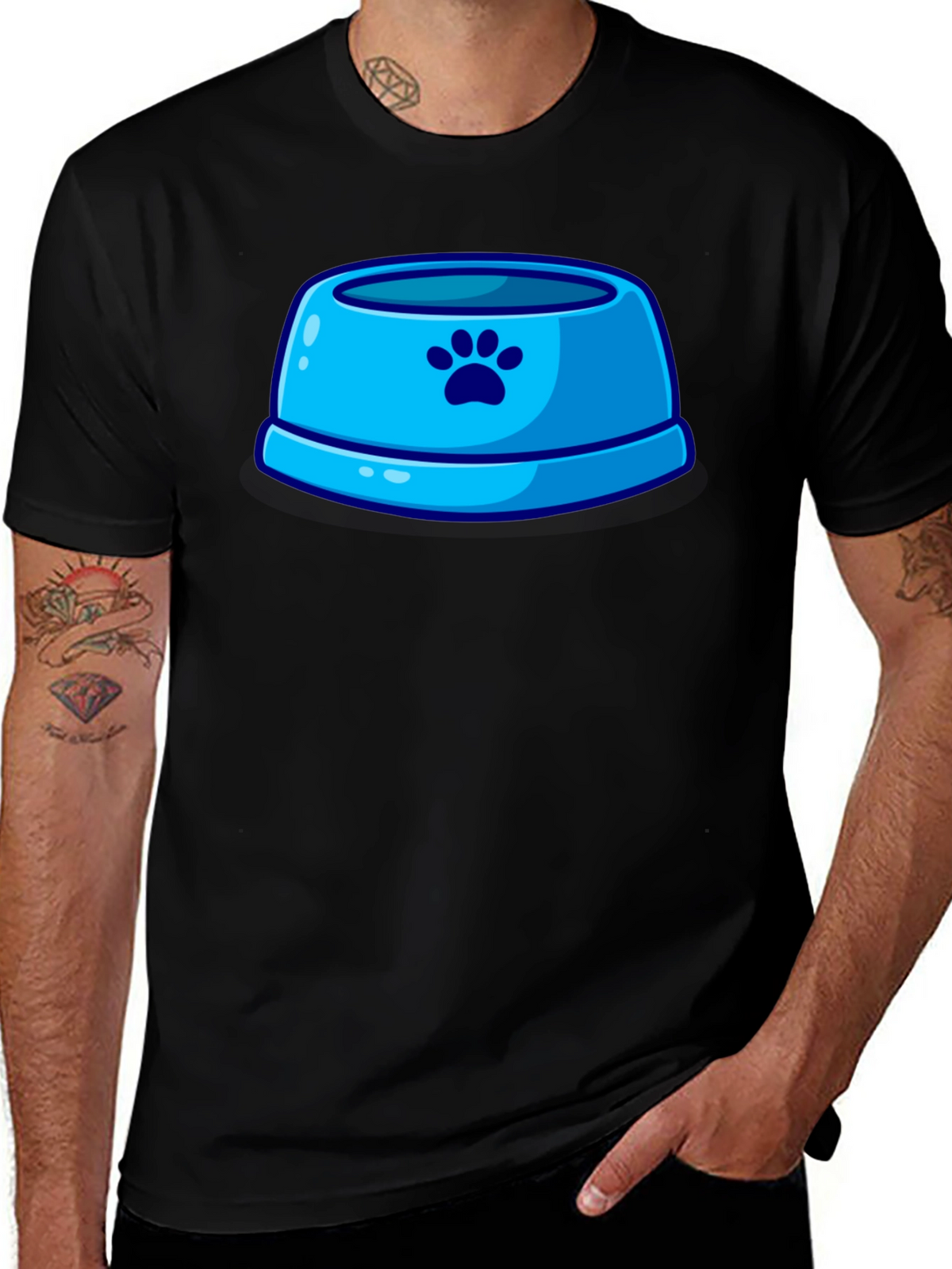 Paw Print Pet Bowl Graphic T-Shirt