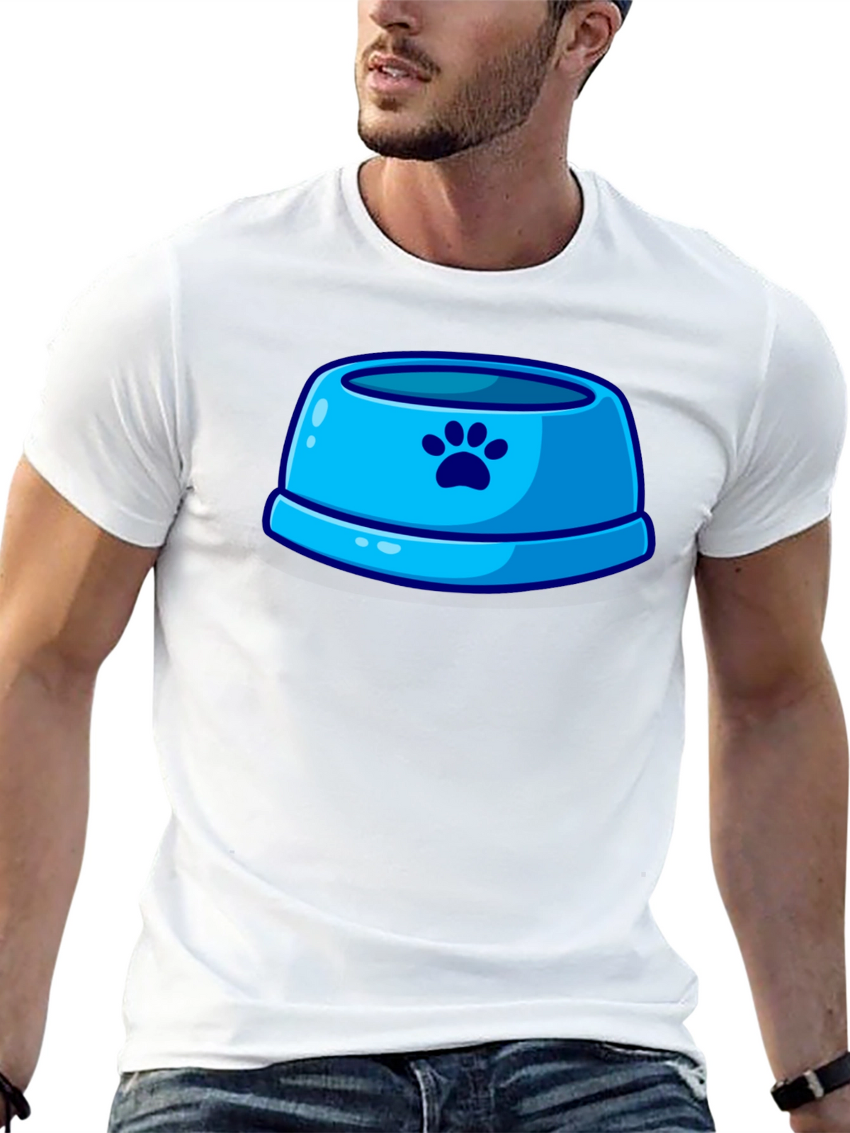 Paw Print Pet Bowl Graphic T-Shirt