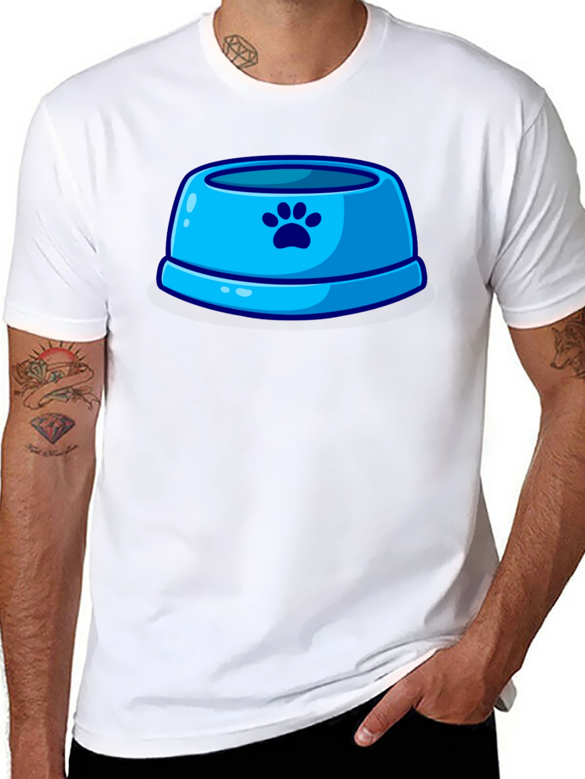 Paw Print Pet Bowl Graphic T-Shirt