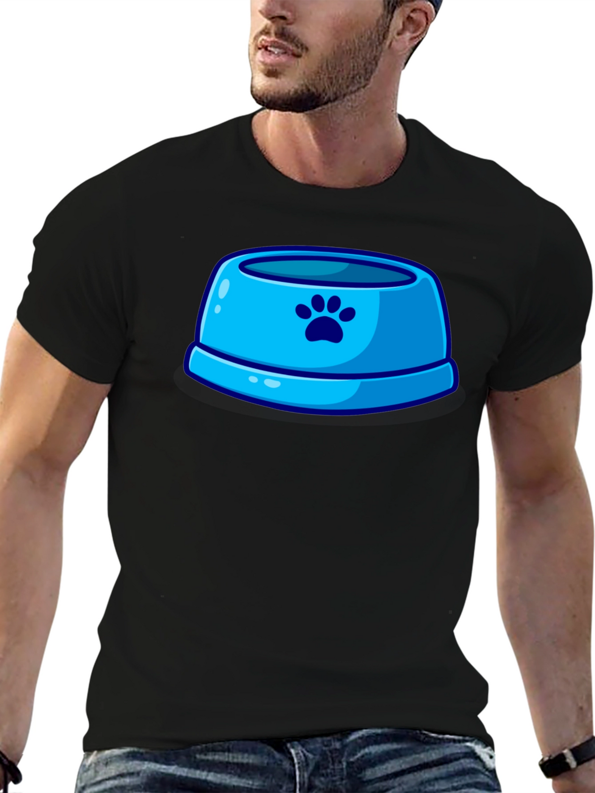 Paw Print Pet Bowl Graphic T-Shirt