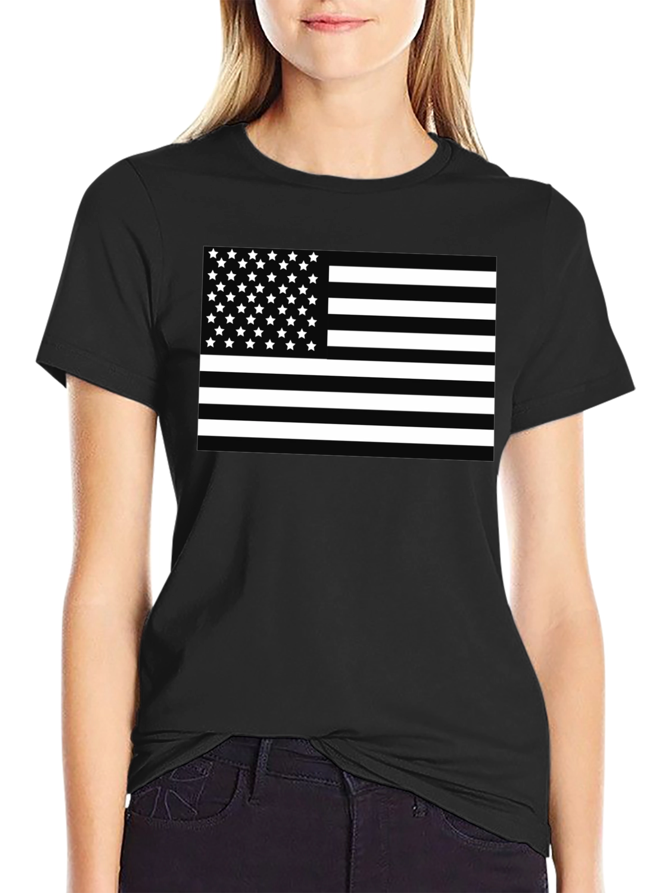American Flag Graphic T-Shirt - Black