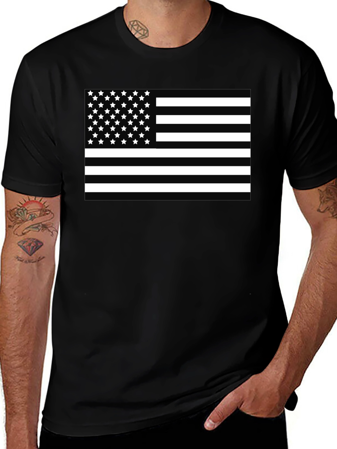 American Flag Graphic T-Shirt - Black