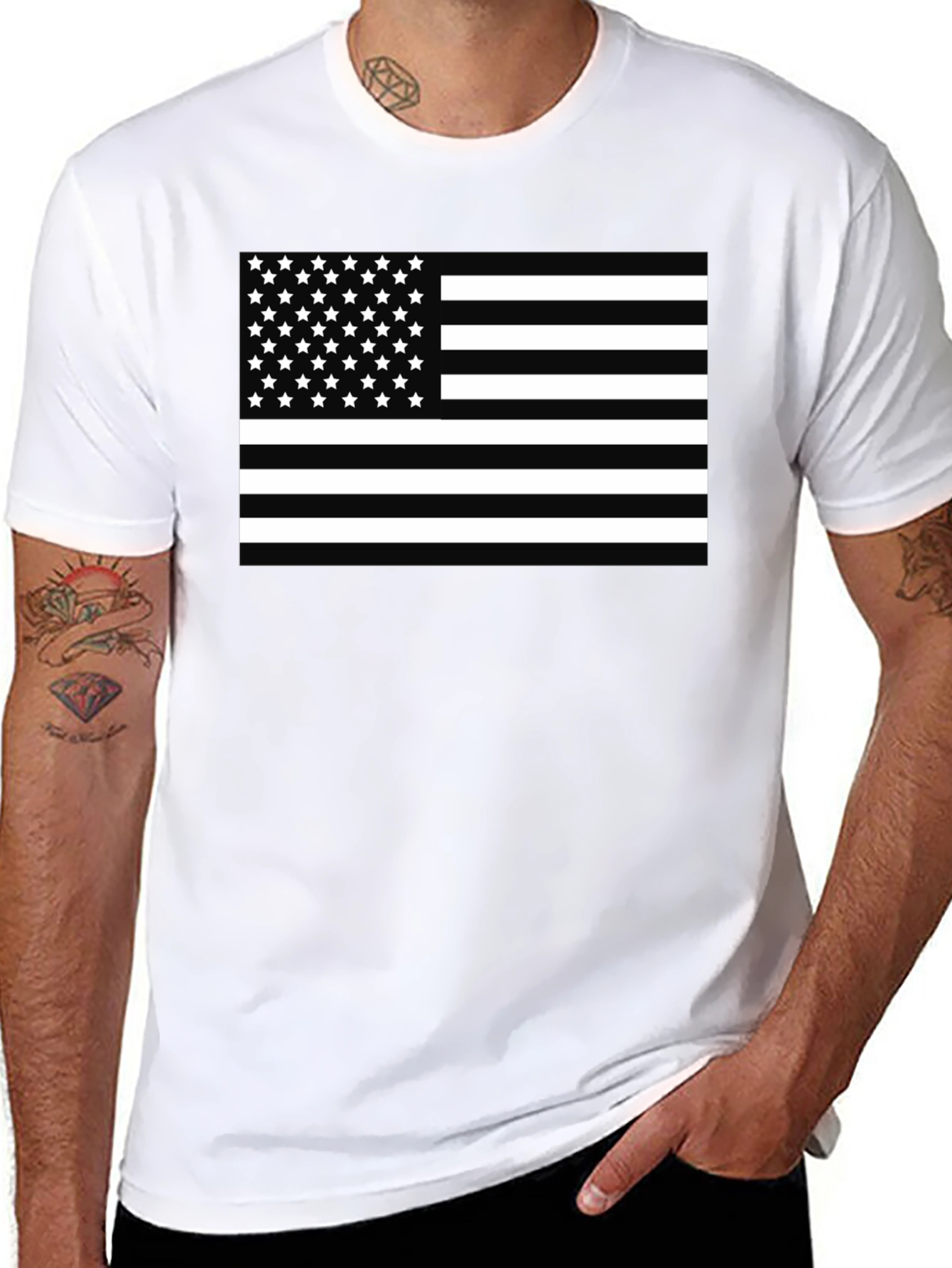 American Flag Graphic T-Shirt - Black