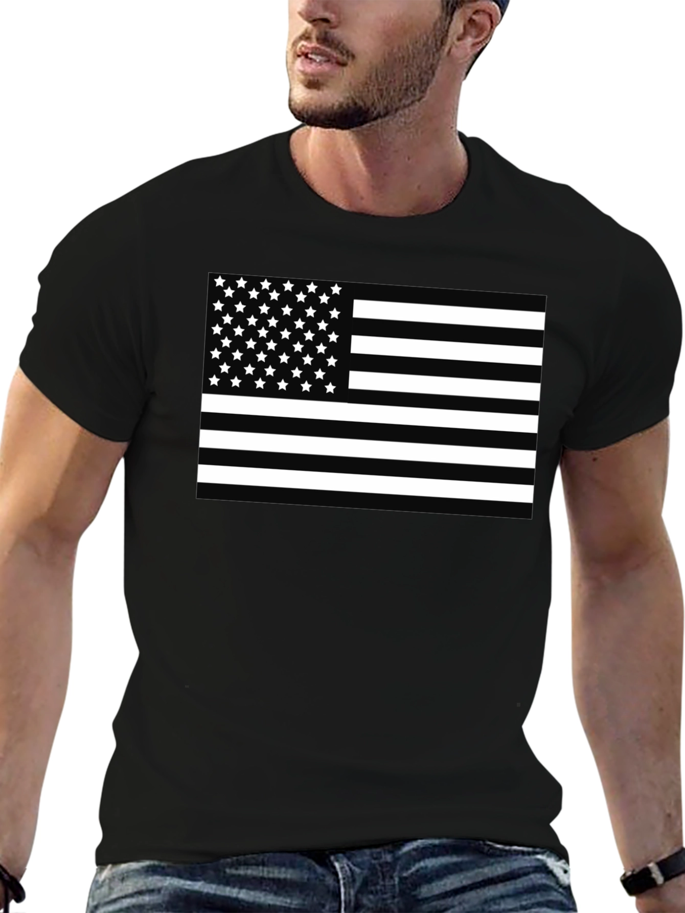 American Flag Graphic T-Shirt - Black