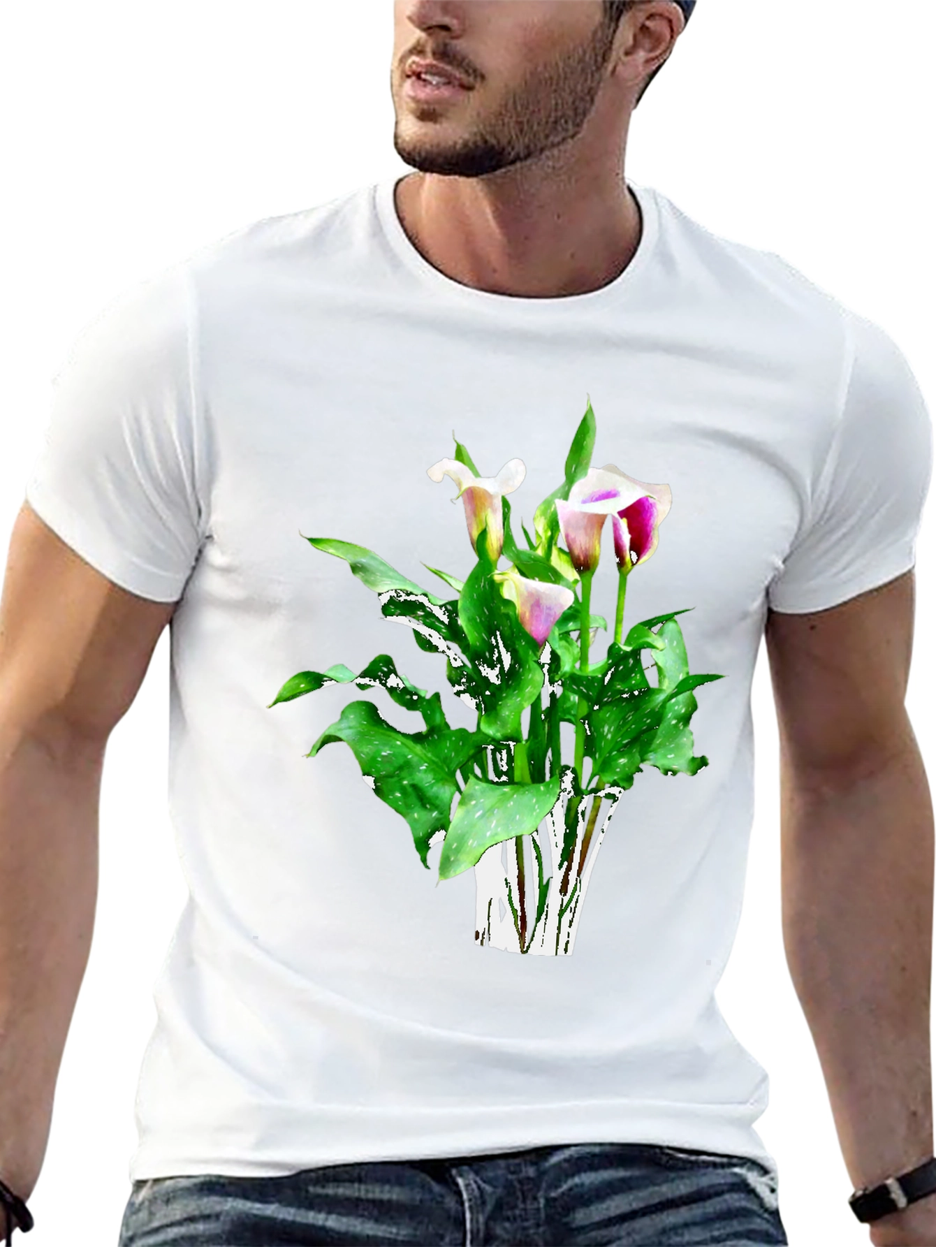 Calla Lily Flower Graphic Black T-Shirt
