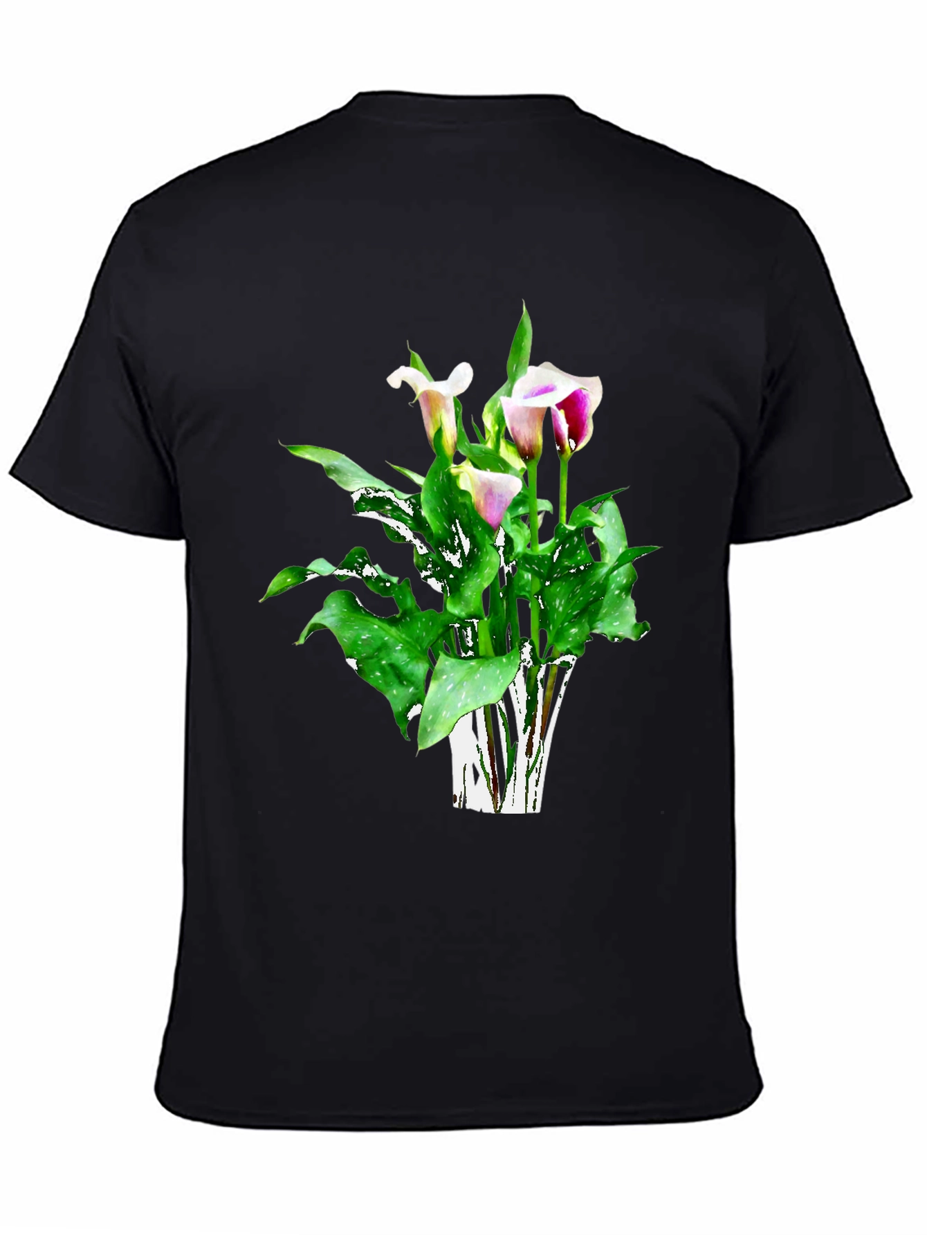 Calla Lily Flower Graphic Black T-Shirt