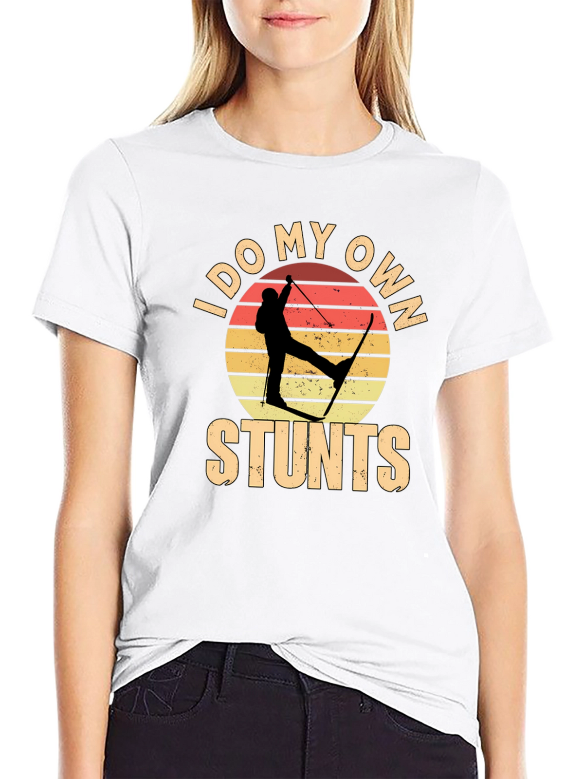 I Do My Own Stunts Skiing Graphic Tee