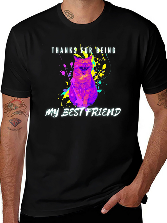 Colorful Cat T-Shirt - Thanks For Being My Best Friend Tee
