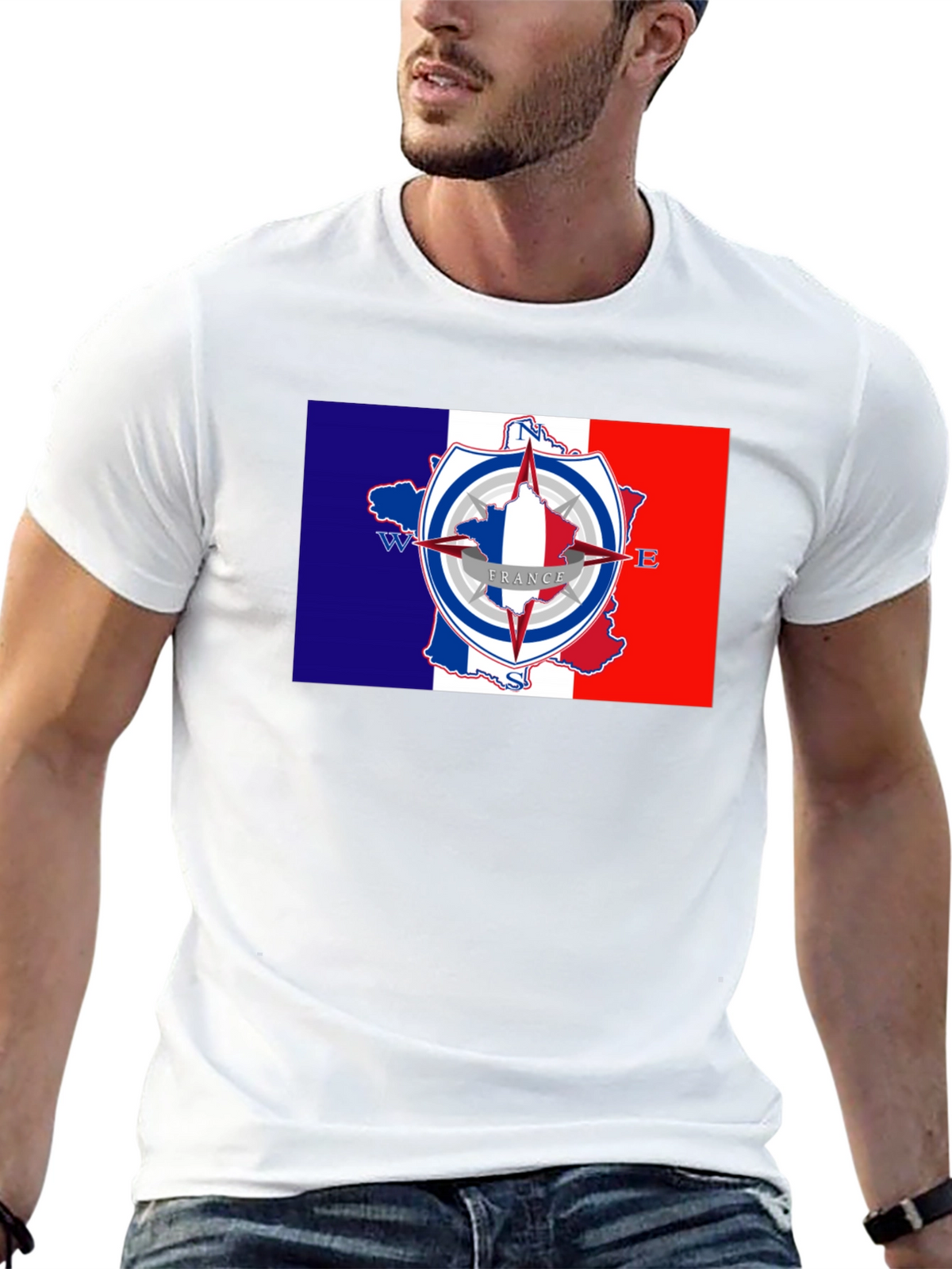 France Compass T-Shirt - Black Crew Neck Tee