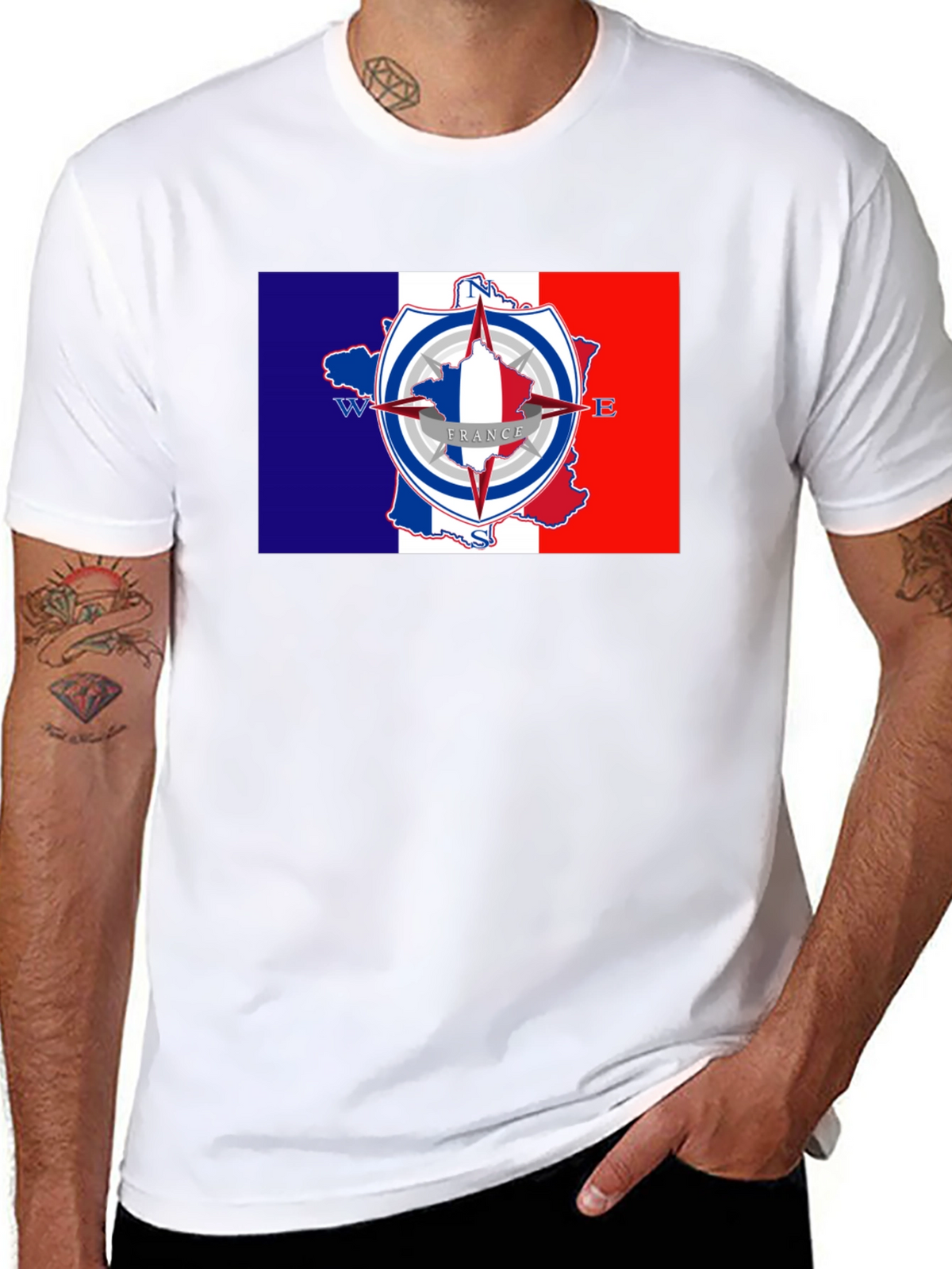 France Compass T-Shirt - Black Crew Neck Tee