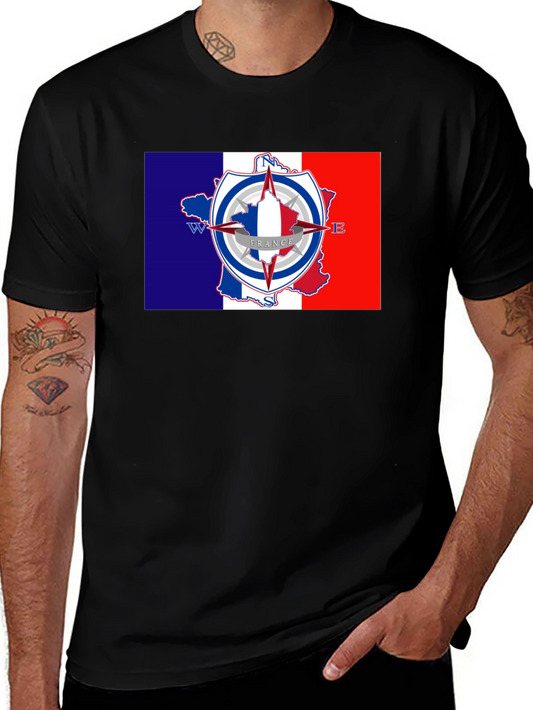 France Compass T-Shirt - Black Crew Neck Tee