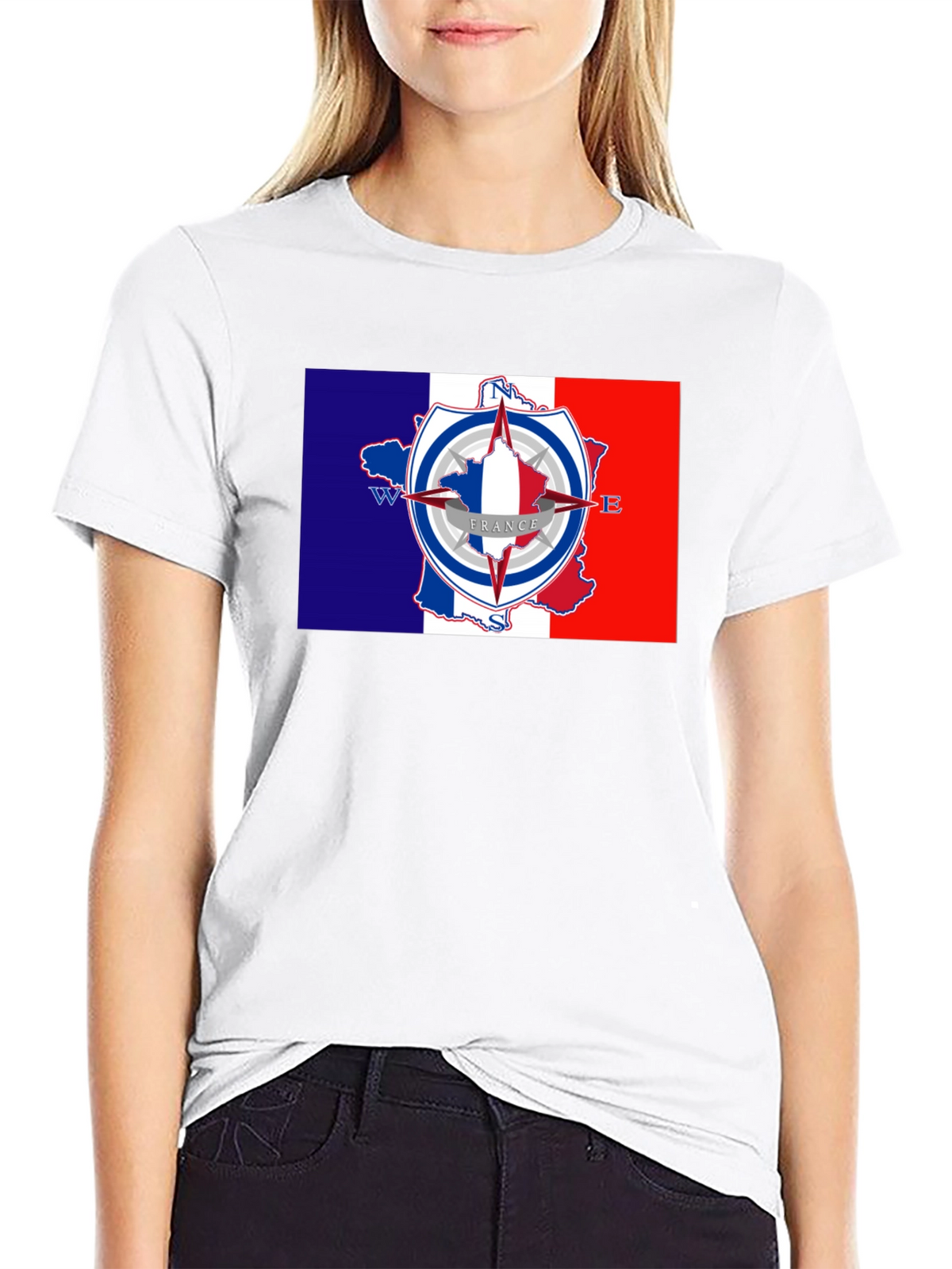 France Compass T-Shirt - Black Crew Neck Tee