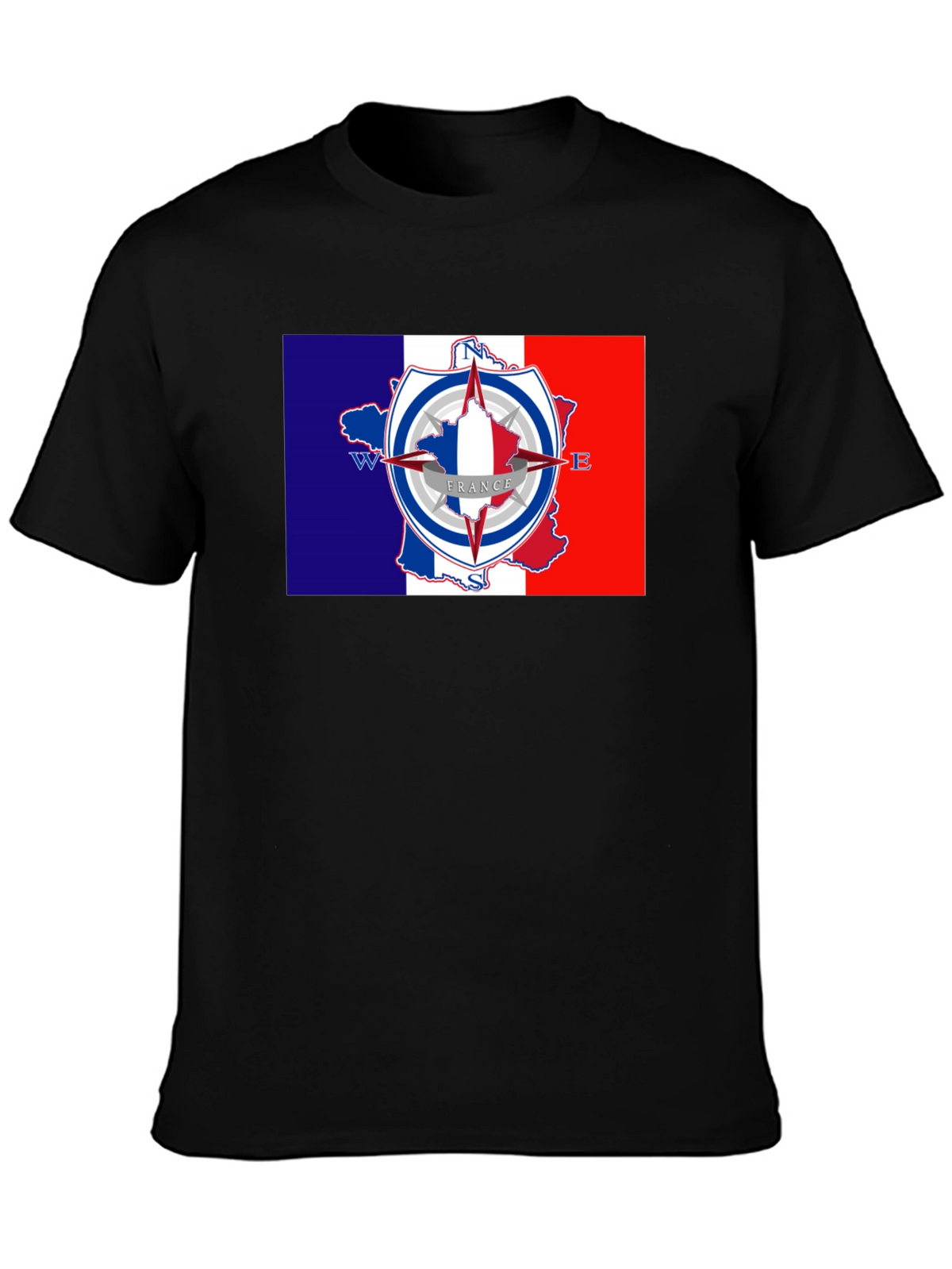 France Compass T-Shirt - Black Crew Neck Tee