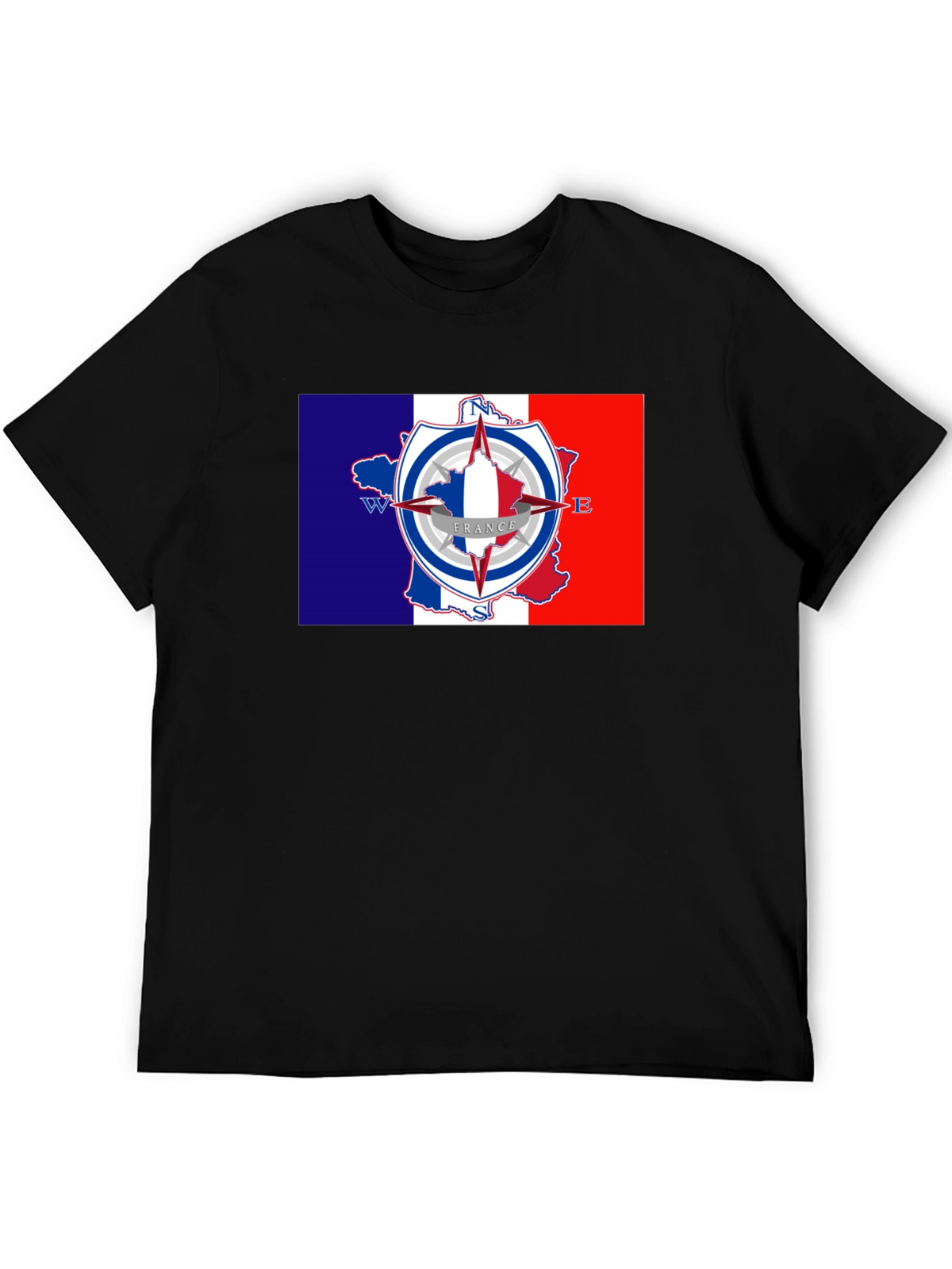France Compass T-Shirt - Black Crew Neck Tee