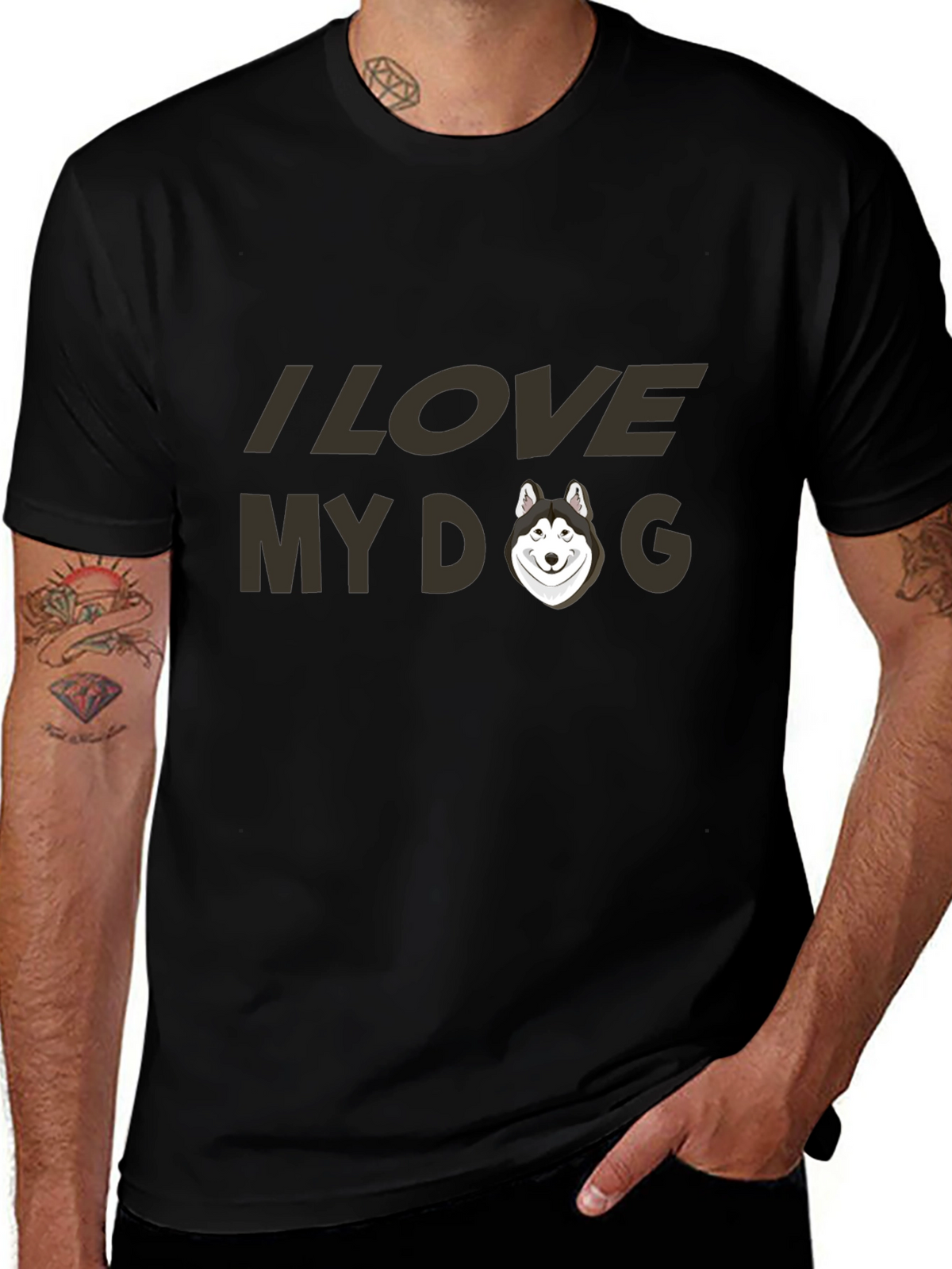 I Love My Dog Black T-Shirt