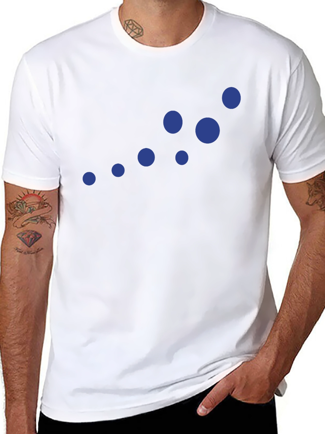 Stylish Black Tee with Blue Dots