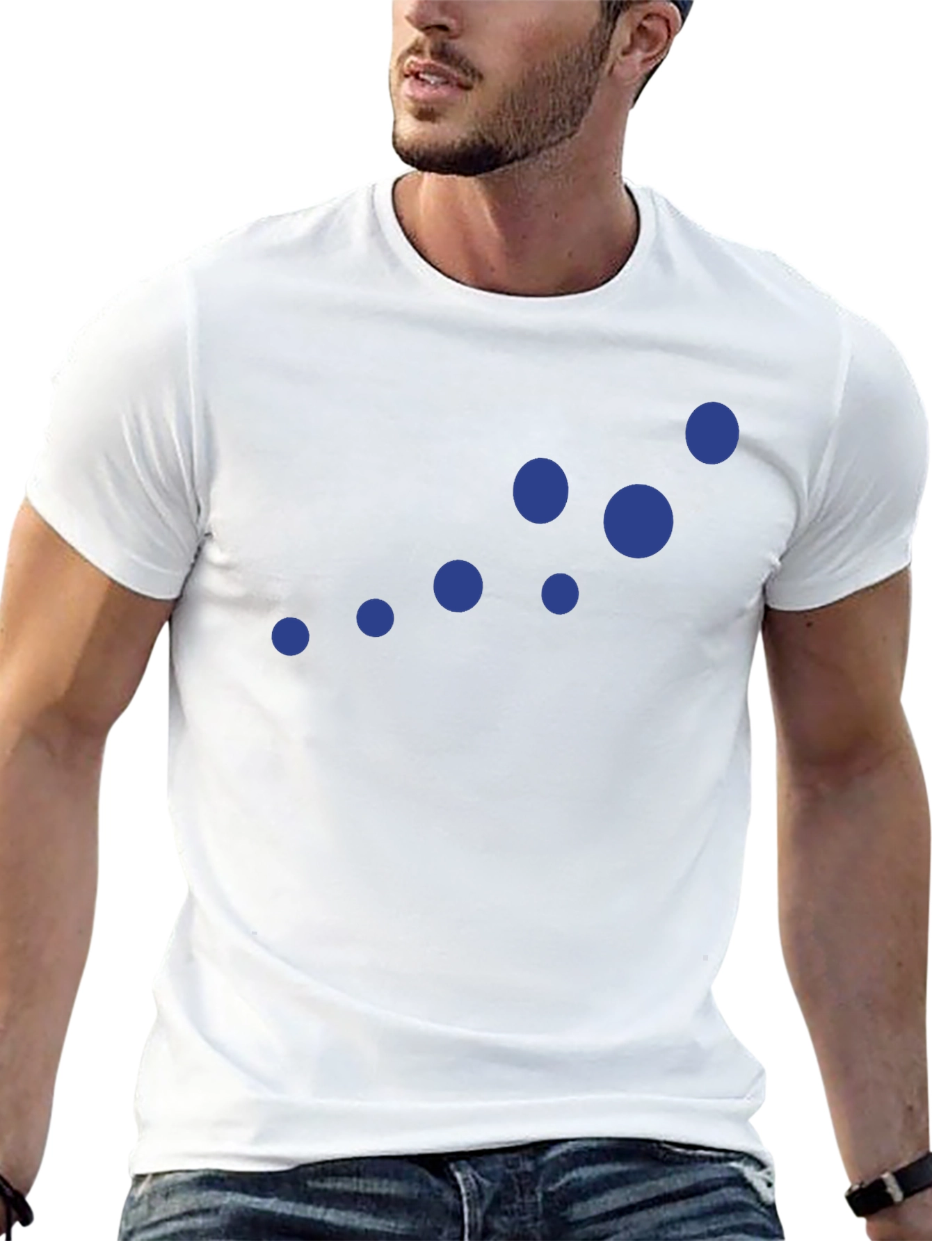 Stylish Black Tee with Blue Dots