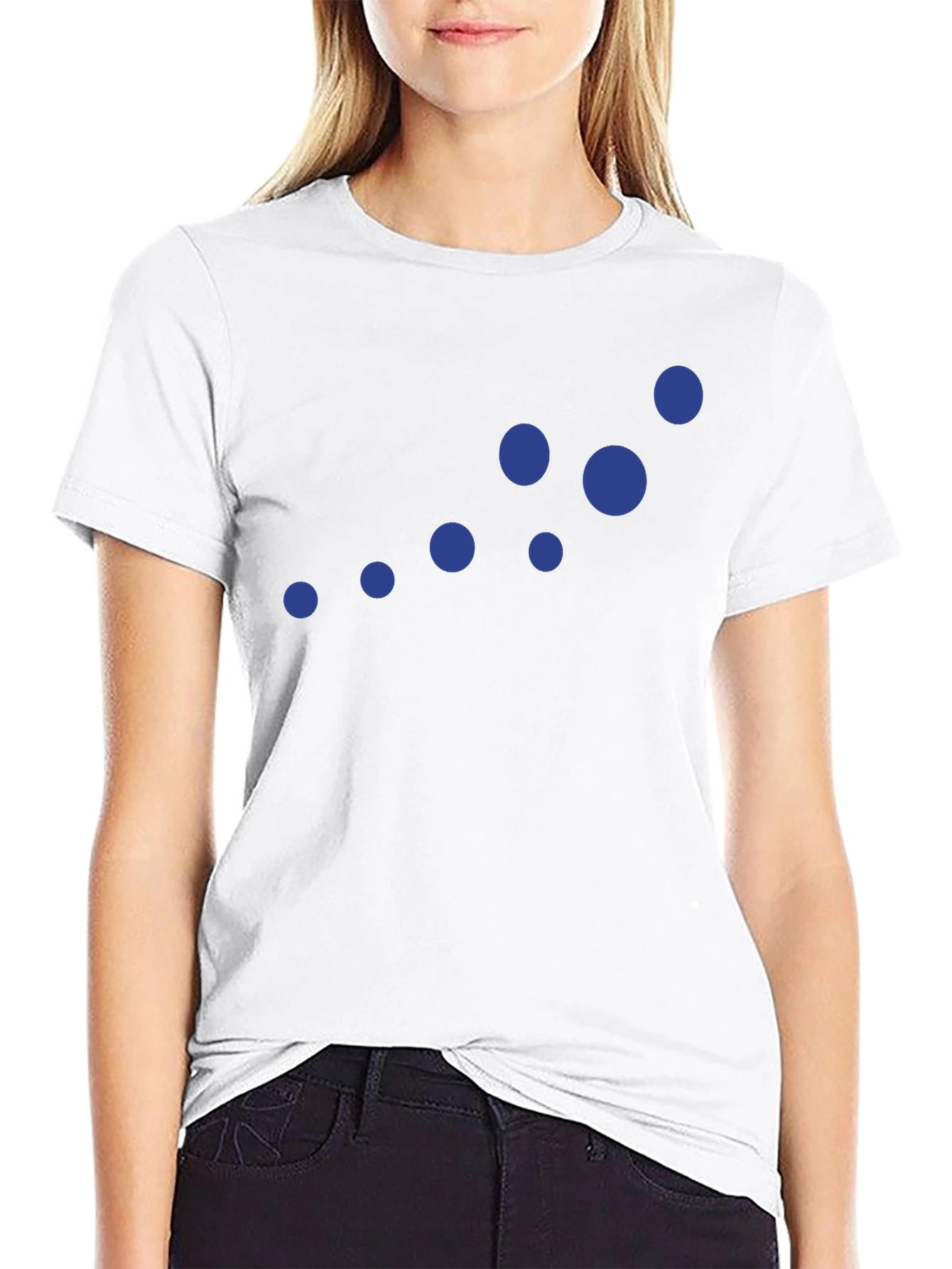 Stylish Black Tee with Blue Dots