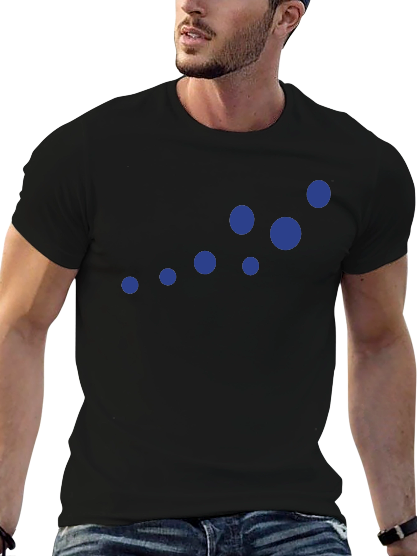 Stylish Black Tee with Blue Dots