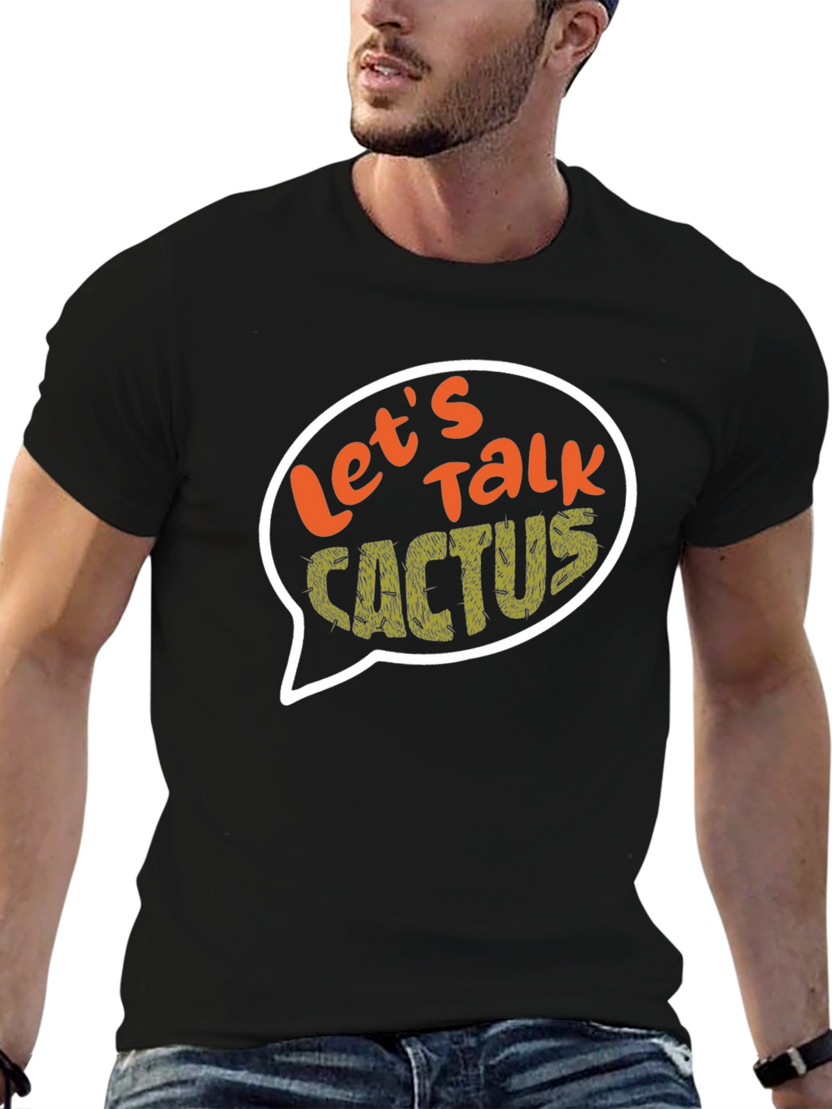 Lets Talk Cactus Graphic T-Shirt - Black