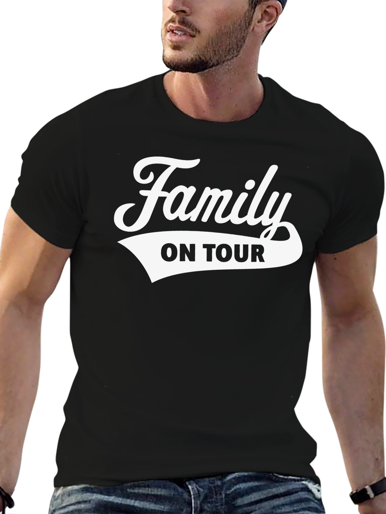 Family On Tour Black Graphic Tee