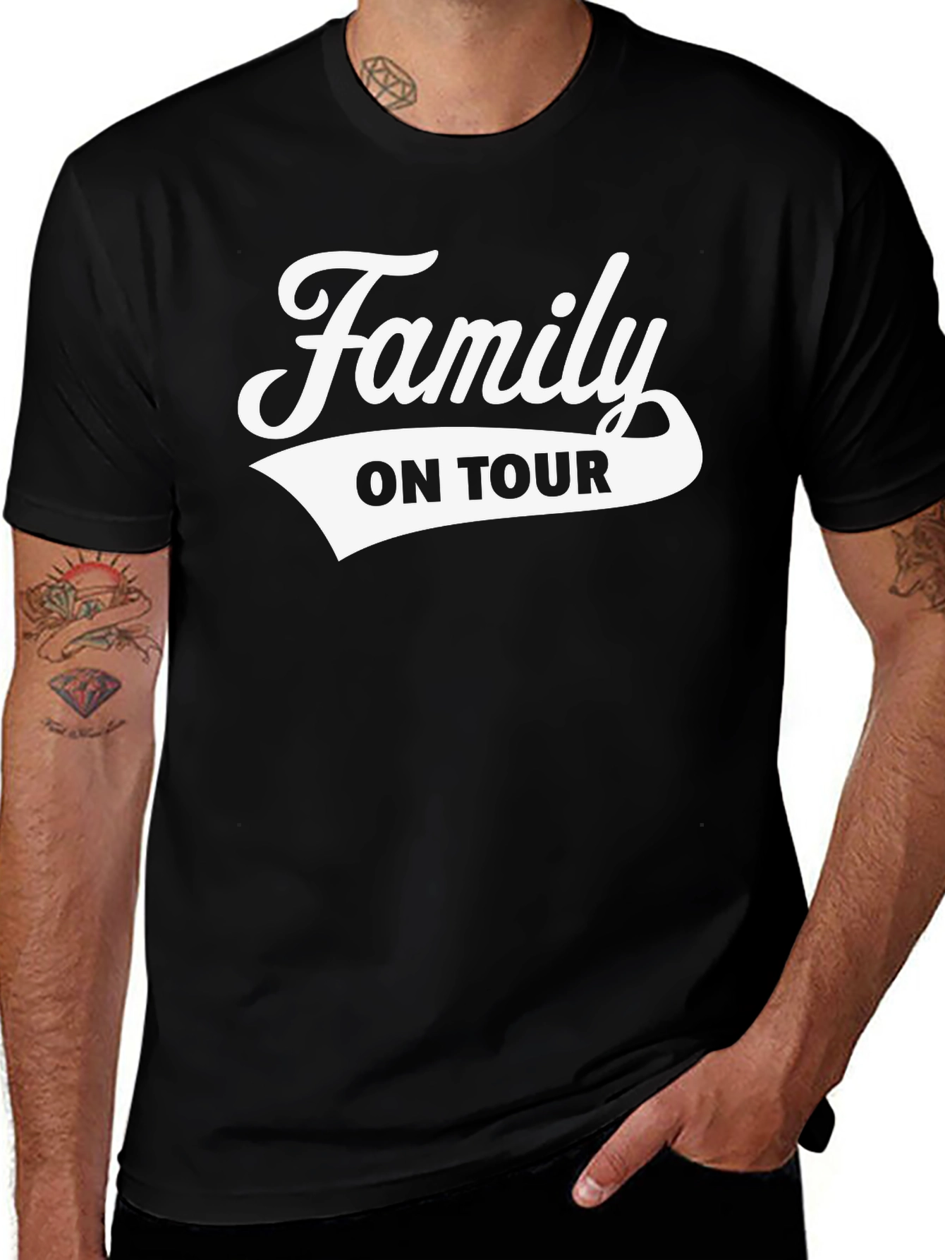 Family On Tour Black Graphic Tee