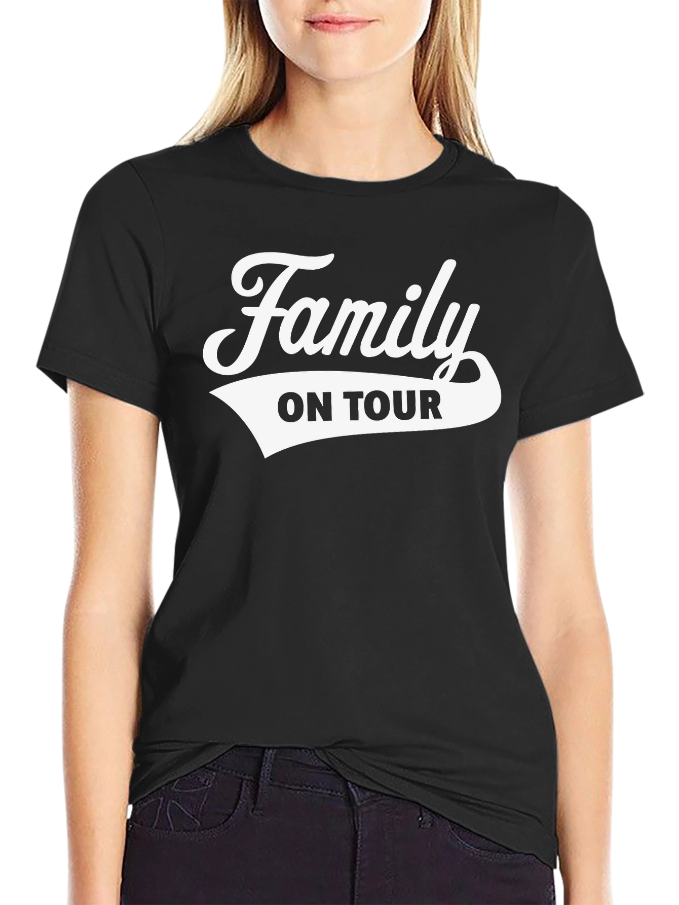 Family On Tour Black Graphic Tee