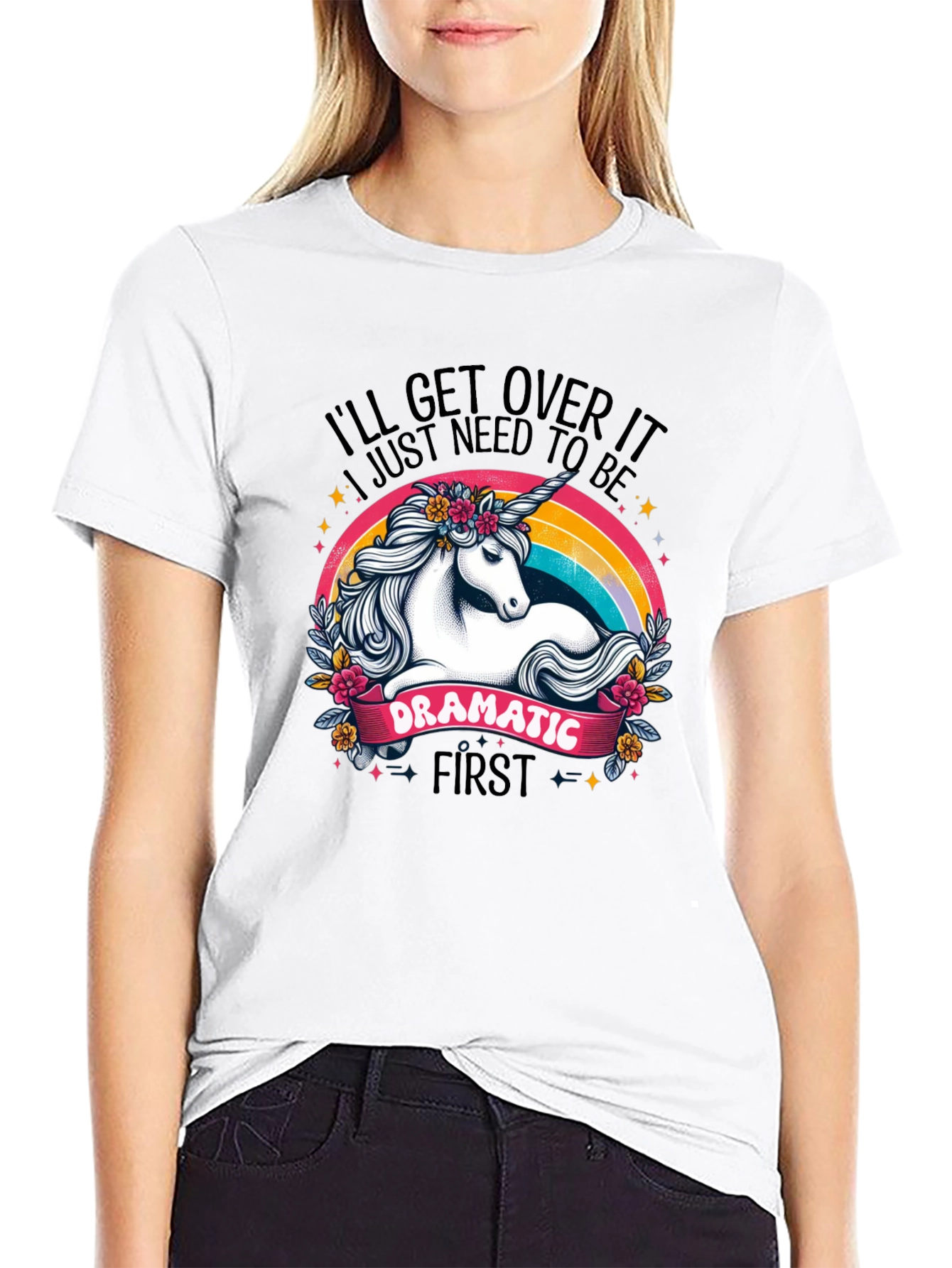 Dramatic Unicorn Rainbow T-Shirt
